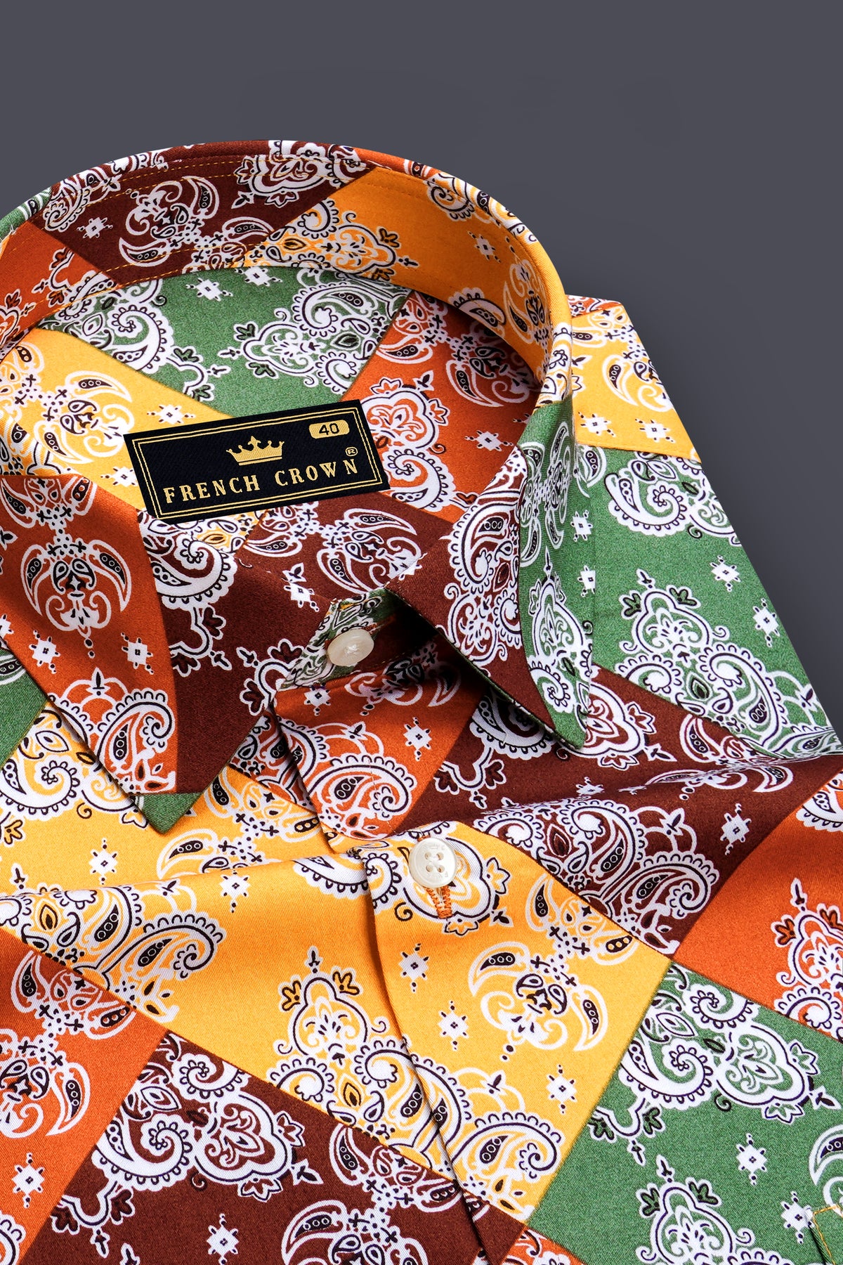 Riviera-Butterscotch Yellow And Como Green Multicolor Heritage Paisley Patchwork Printed Subtle Sheen Super Soft Premium Cotton Casual Shirt