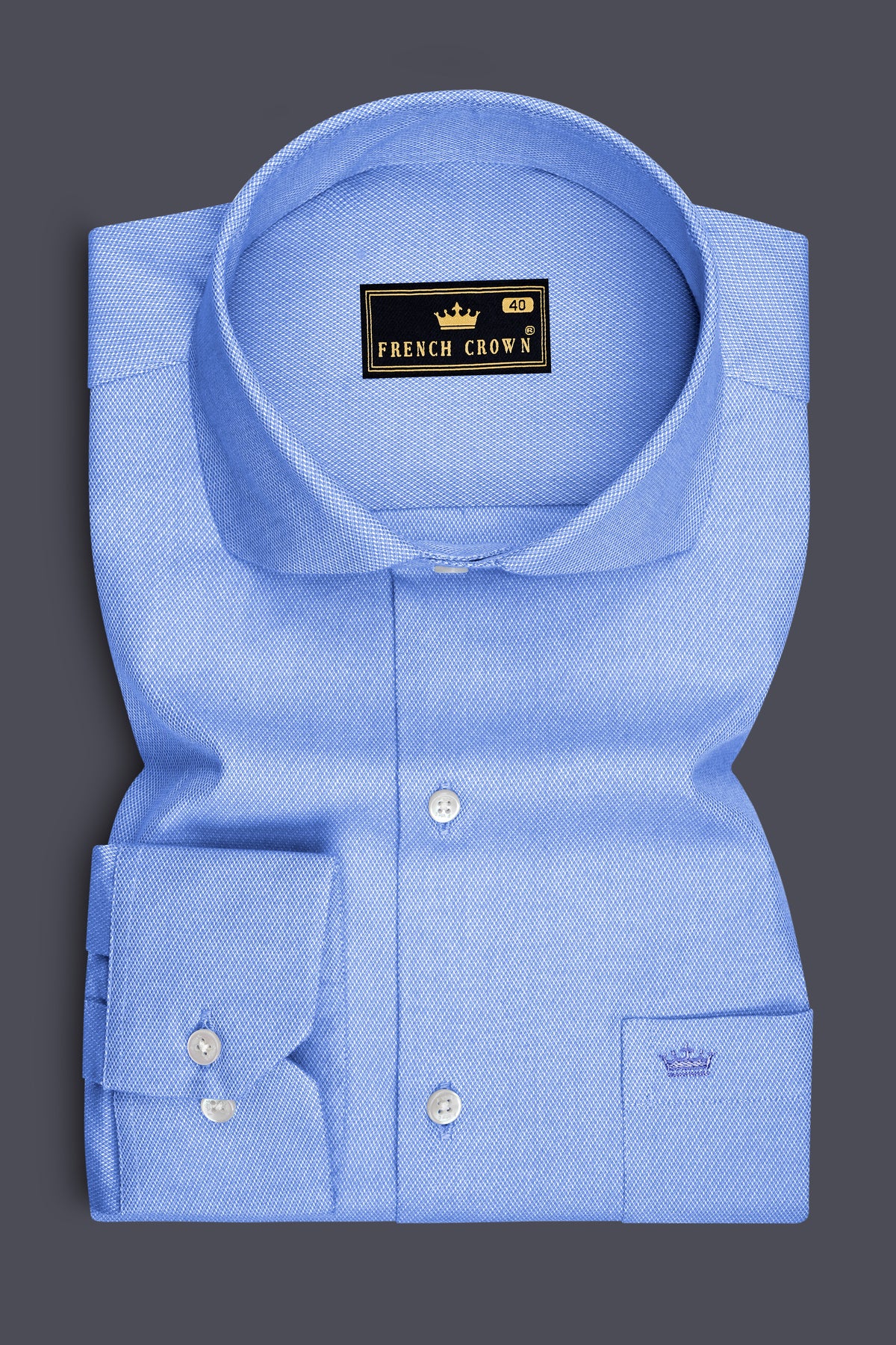 Sovereign-Portage Blue Dobby Textured Premium Giza Cotton Cut Away Dress Shirt