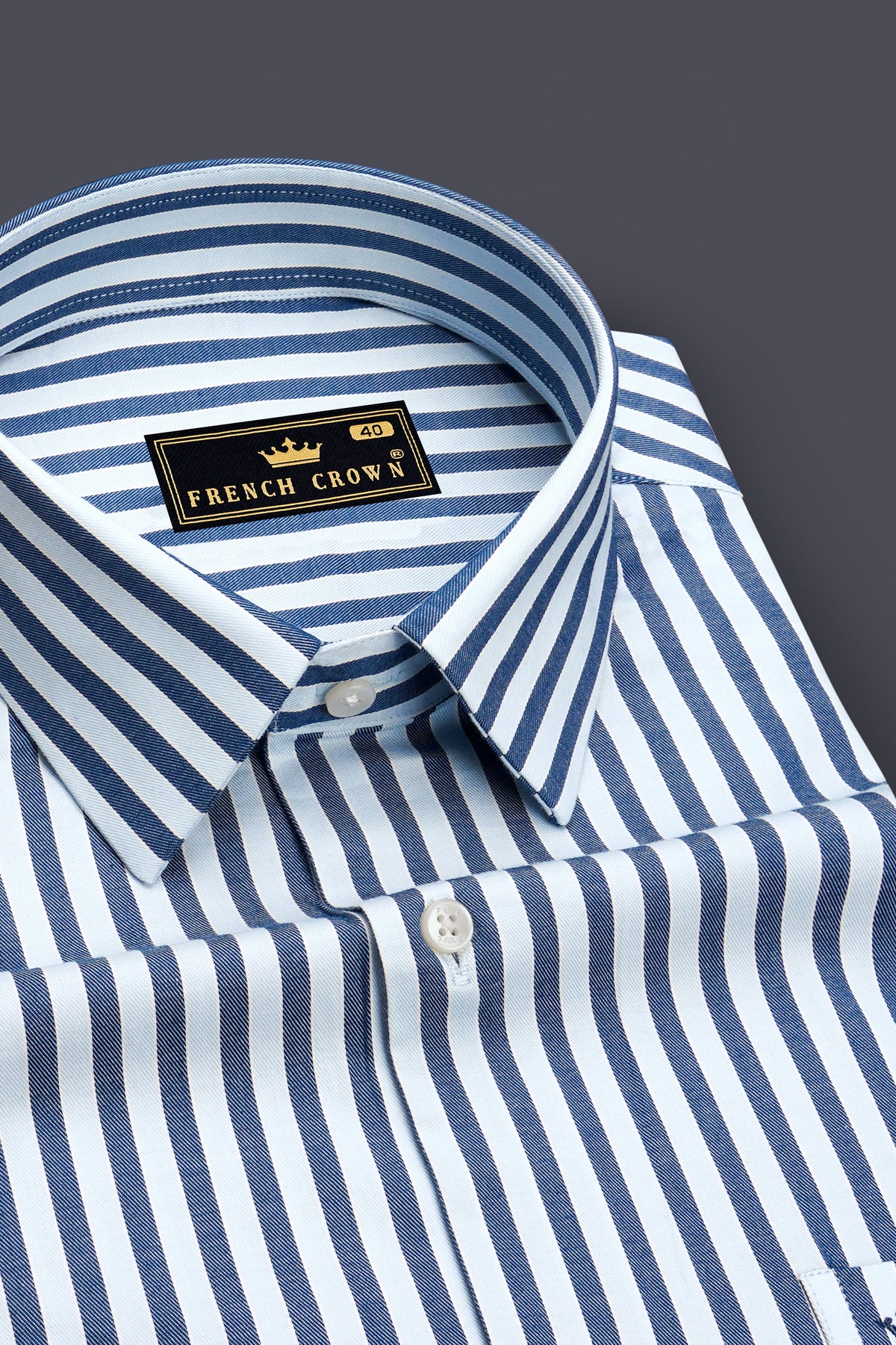 Dapper-Chambray Blue And Regent Gray Twill Candy Stripes Premium Cotton Dress Shirt