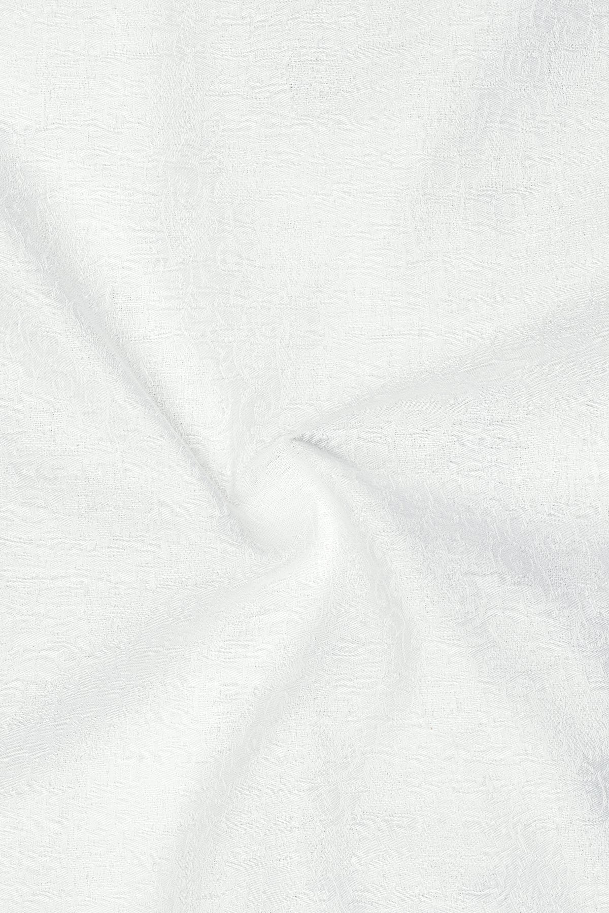 Fleur-Bright White Jacquard Floral Textured Premium Cotton Dress Shirt