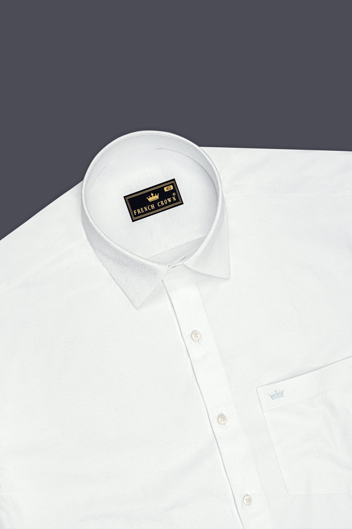 Fleur-Bright White Jacquard Floral Textured Premium Cotton Dress Shirt