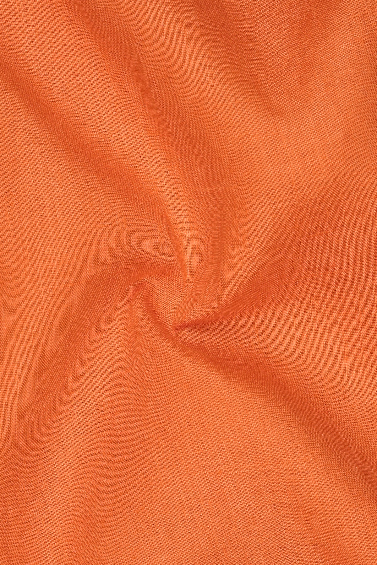 Tangerine-Flame Orange Pure Luxurious Linen Dress Shirt