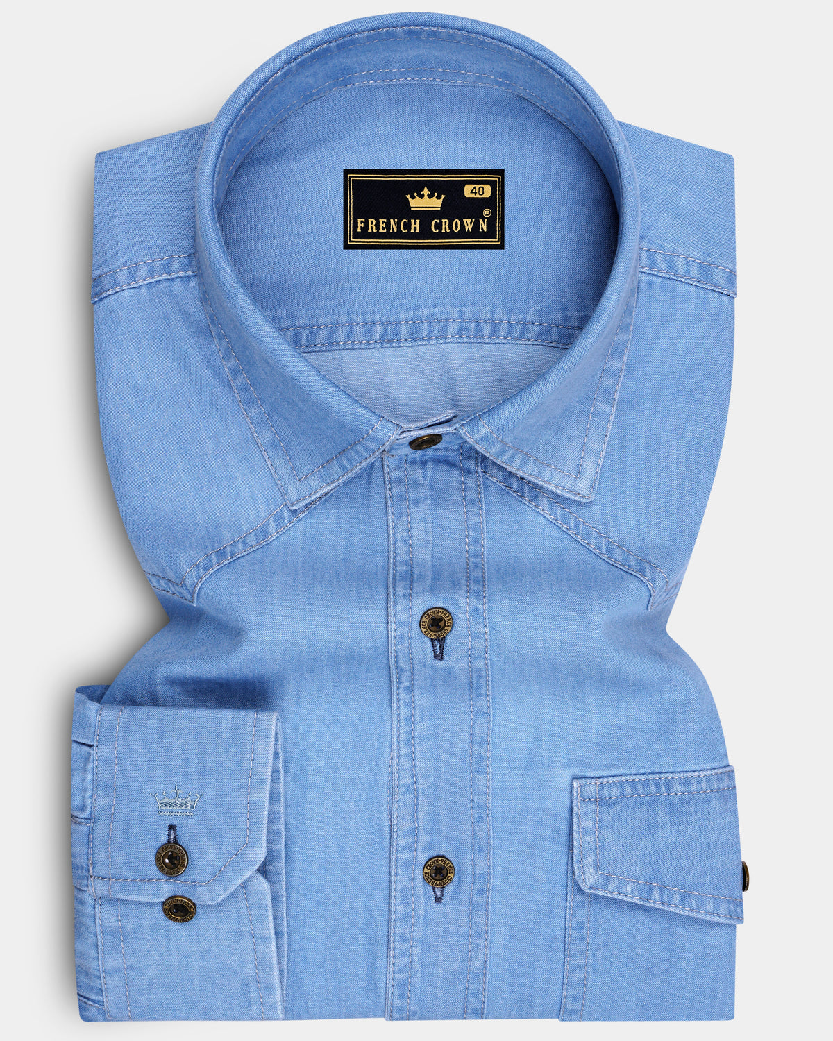 Boreal-Moonstone Blue Textured Heavyweight Denim Designer Overshirt/shacket