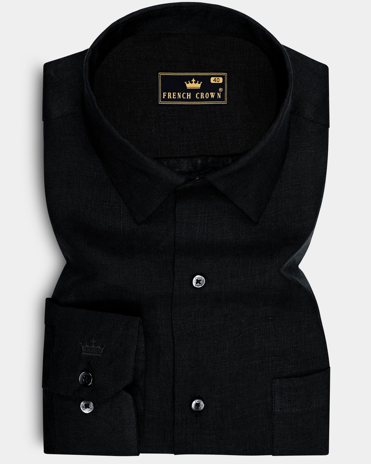 Obsidian-Jade Black Pure Luxurious Linen Dress Shirt