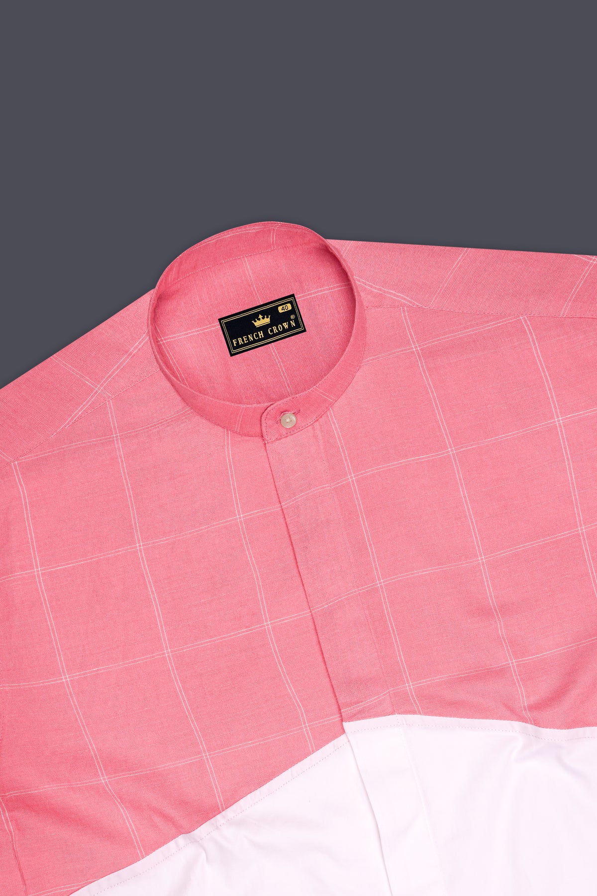 Amity-Salomon Pink And Bright White Plaid Super Soft Premium Cotton Designer Casual Shirt