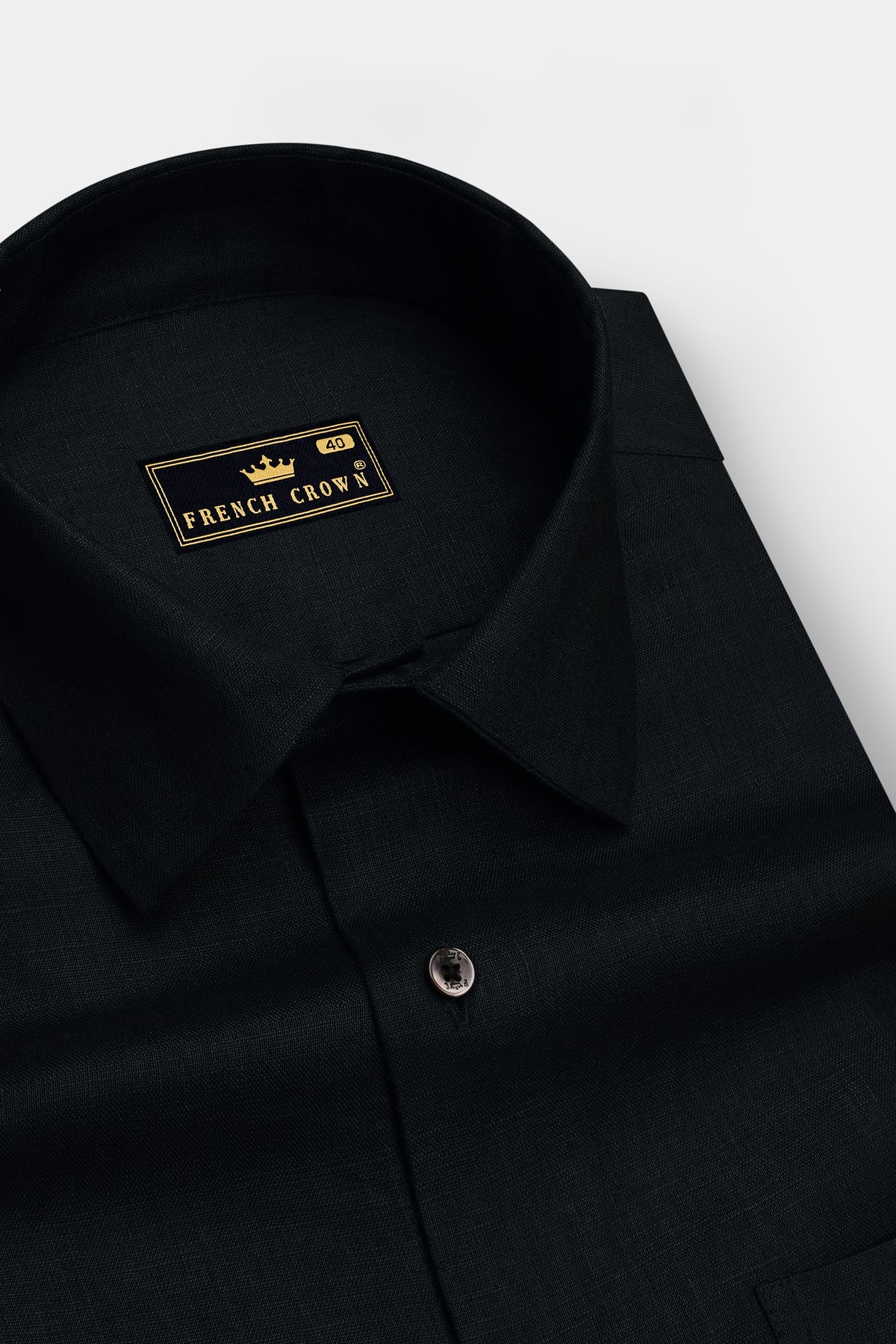 Maison-Jade Black Pure Luxurious Linen Dress Shirt