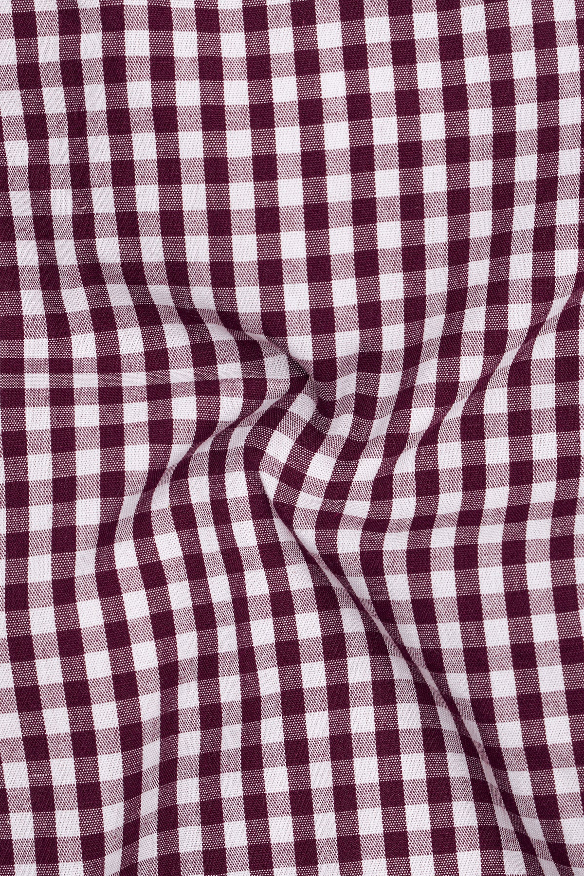 Aristocrat-Aubergine Maroon And Bright White Gingham Plaid Oxford Premium Cotton Dress Shirt