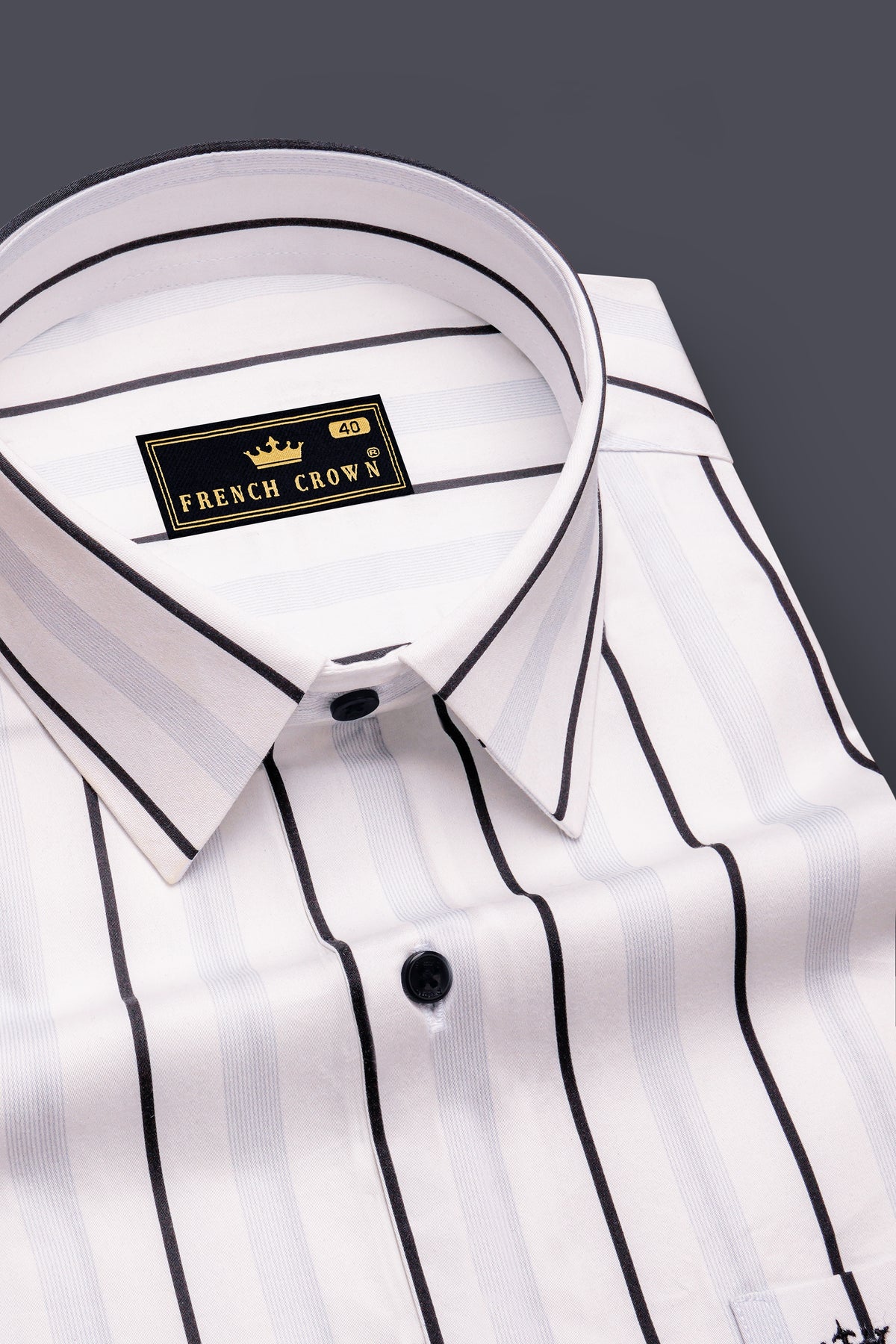 Echelon-Bright White And Jade Black Bold Vertical Striped Super Soft Premium Cotton Dress Shirt