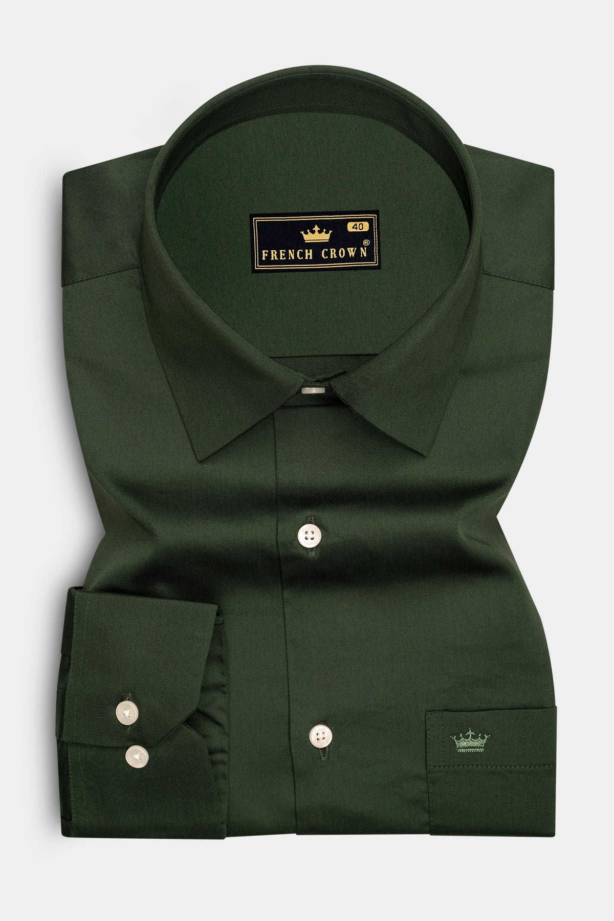 Basil-Forest Green Subtle Sheen Super Soft Premium Cotton Dress Shirt