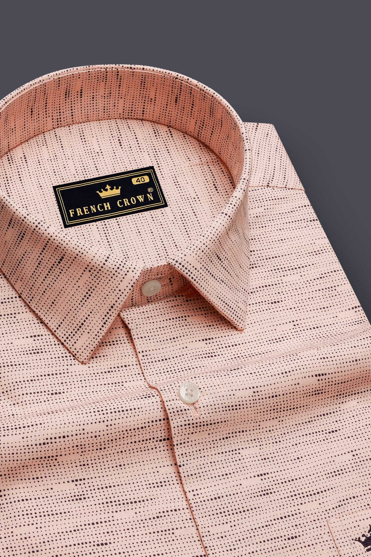Axiom-Cavern Peach And Jade Black Micro Dot Printed Poplin Giza Cotton Semi Formal Shirt