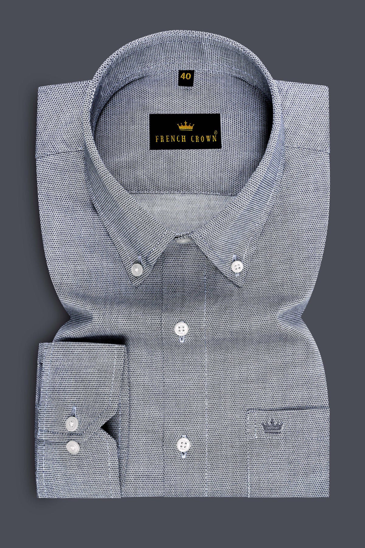 Arden-Oslo Gray Dobby Textured Premium Giza Cotton Dress Shirt