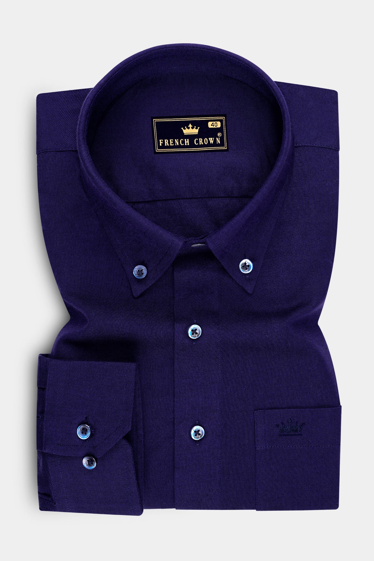 Serein-Haiti Blue Oxford Textured Premium Cotton Semi Formal Shirt