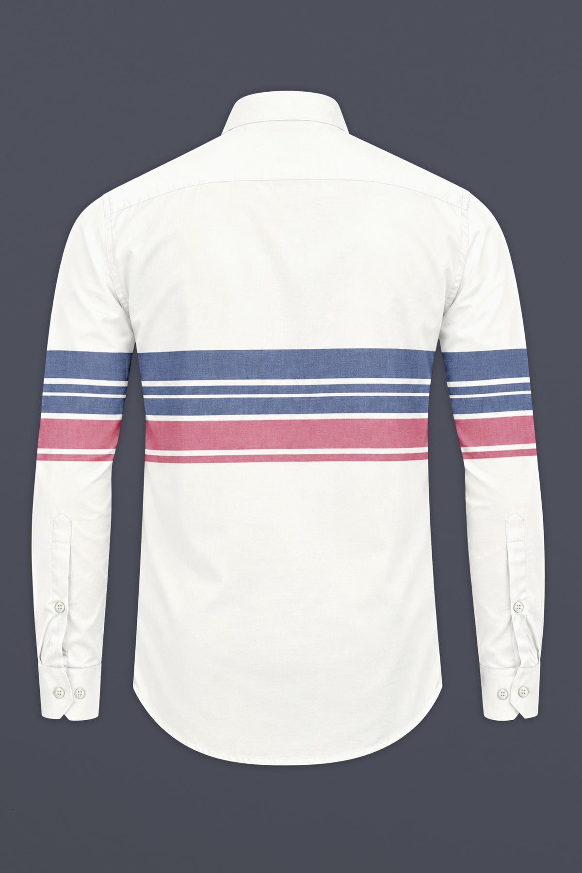 Sailor-Bright White And Rhino Blue Multicolour horizontal Striped Oxford Premium Cotton Casual Shirt