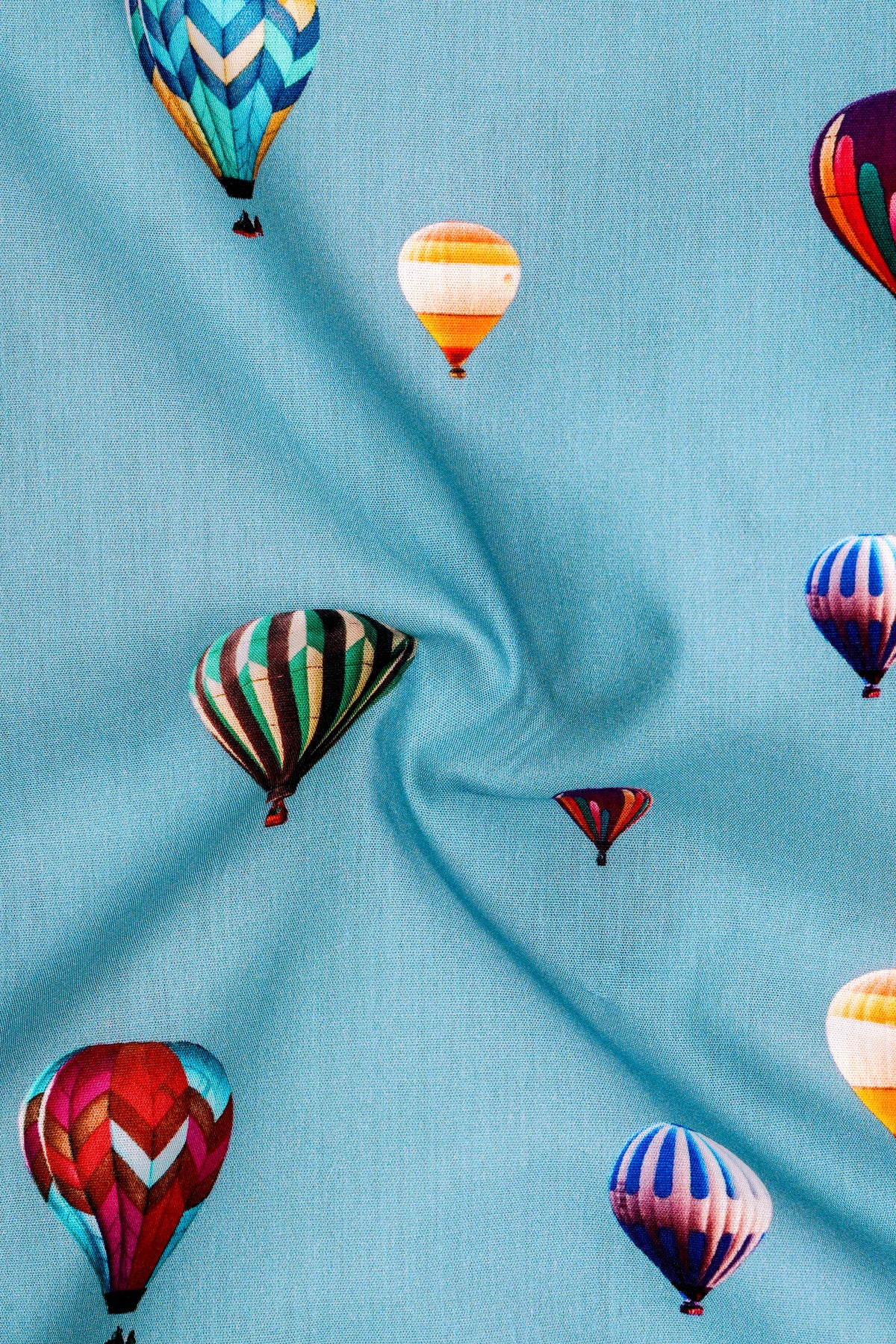 Zephyr-Glacier Blue Balloon Printed Subtle Sheen Super Soft Premium Cotton Casual Shirt