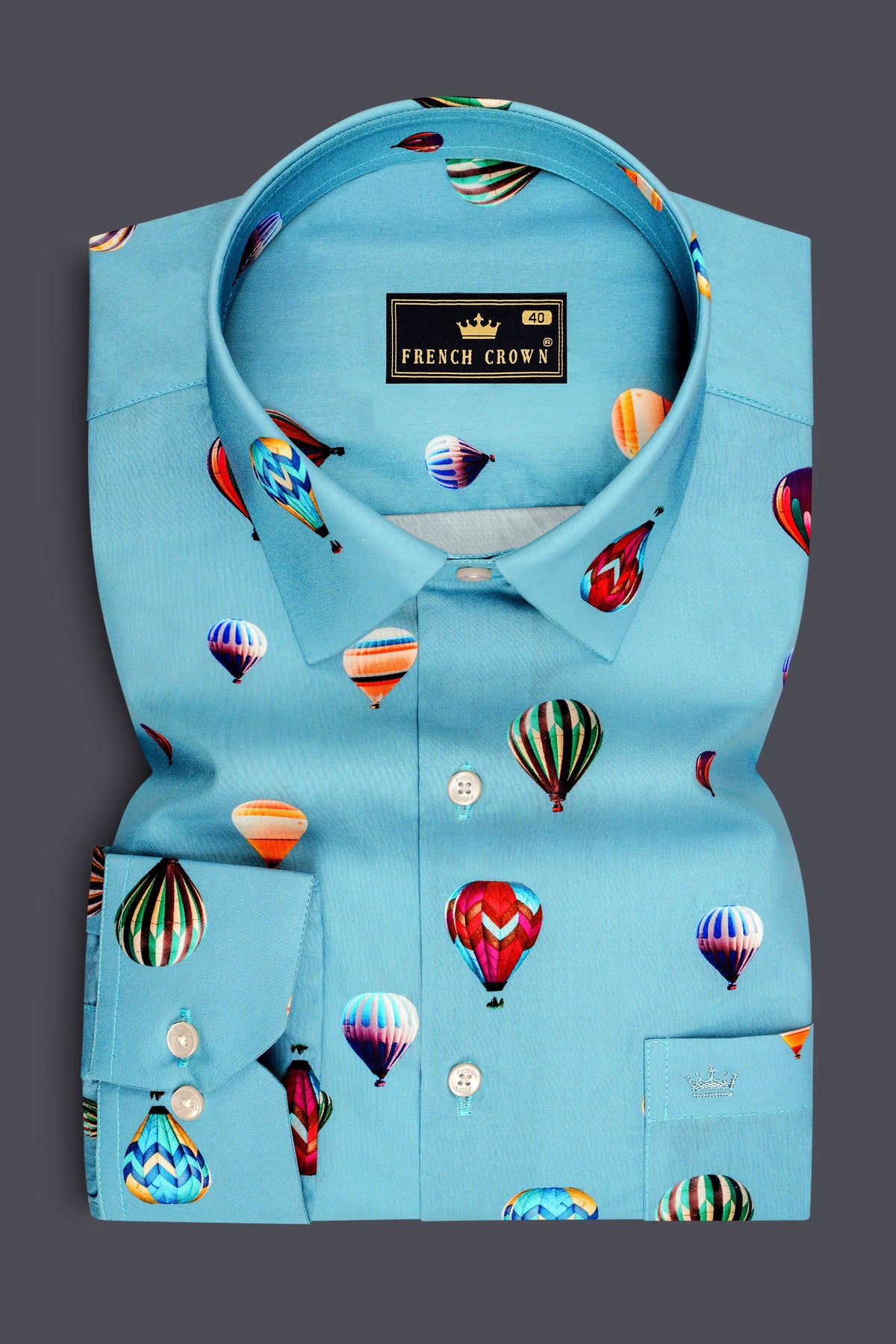 Zephyr-Glacier Blue Balloon Printed Subtle Sheen Super Soft Premium Cotton Casual Shirt