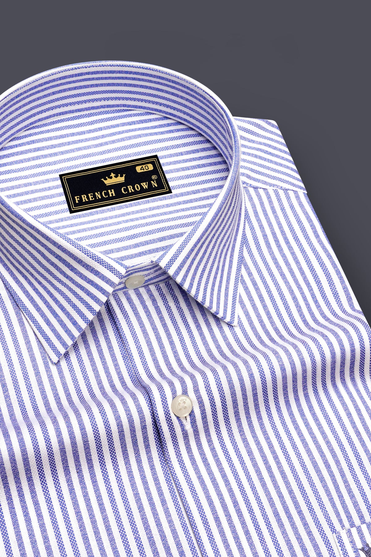 Celesse-Cornflower Blue And Bright White Dobby Pin Striped Premium Giza Cotton Dress Shirt
