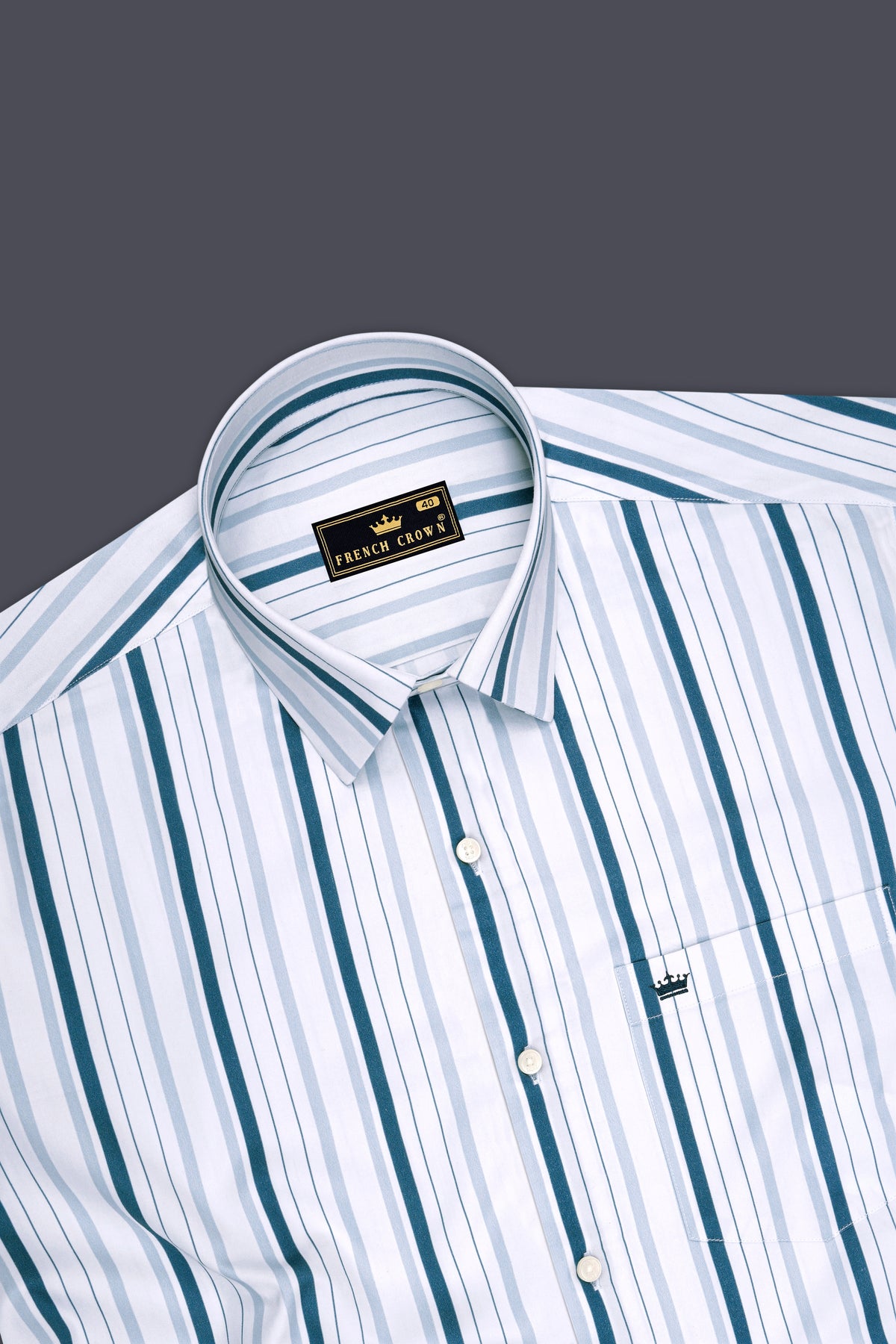 Prestige-Bright White And Regal Blue Striped Super Soft Premium Cotton Dress Shirt