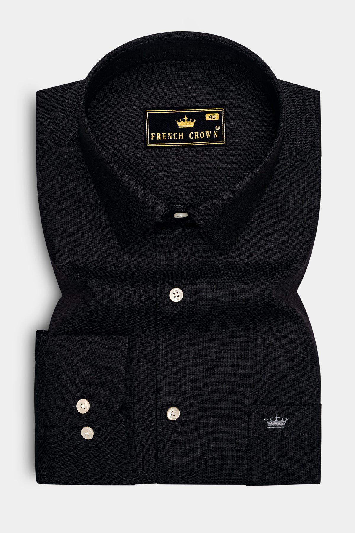 Ebon-Jade Black Luxurious Linen Dress Shirt