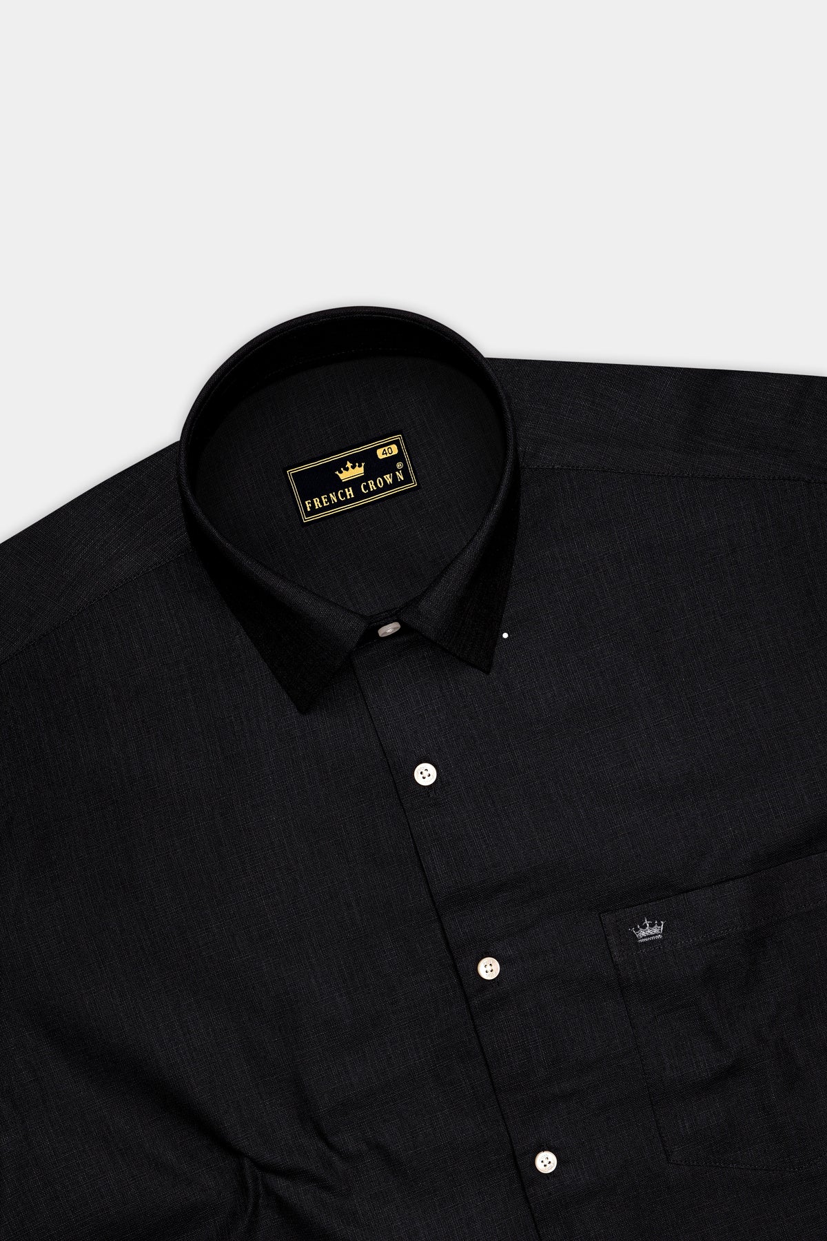 Ebon-Jade Black Luxurious Linen Dress Shirt