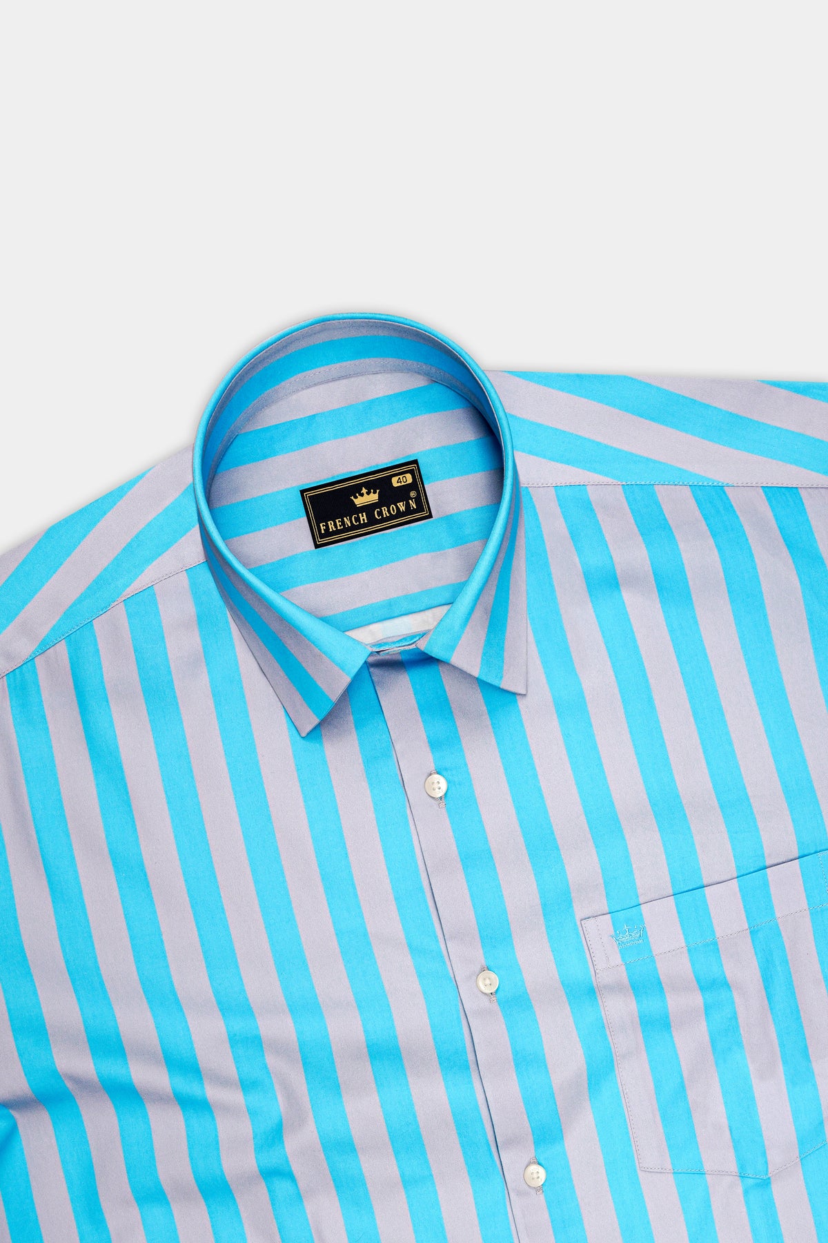 Dorian-Malibu Blue And Nebula Gray Bengal Striped Super Soft Premium Cotton Dress Shirt