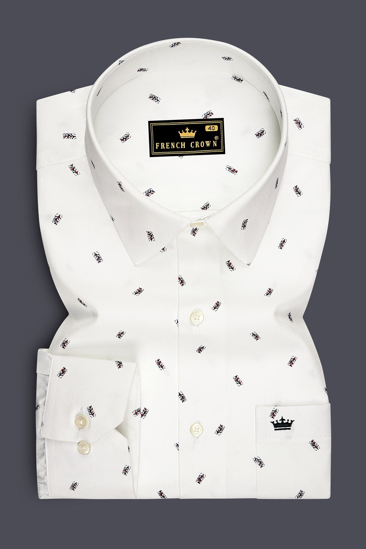 Crispen-Bright White Printed Oxford Premium Cotton Semi Formal Shirt
