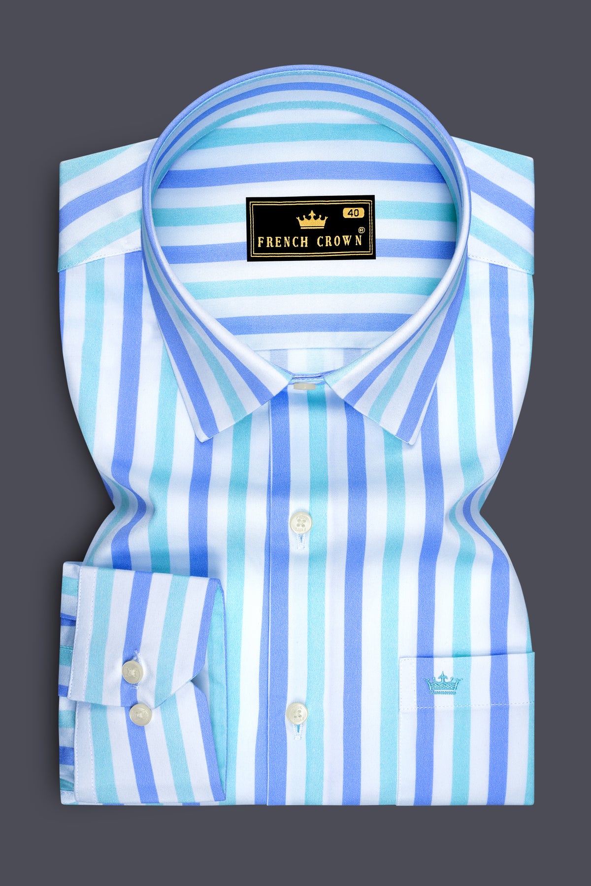 Breeze-Bright White And Jordy Blue Multicolour Candy Striped Super Soft Premium Cotton Dress Shirt