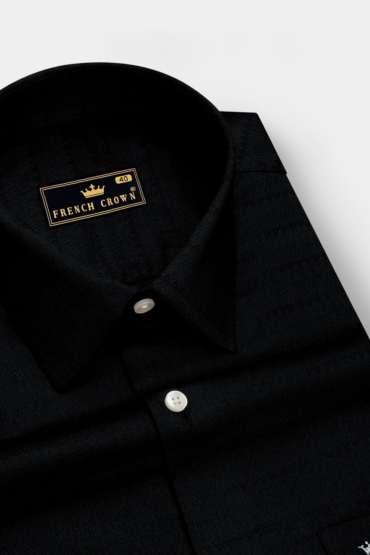 Zigora-Jade Black Jacquard Zigzag Textured Premium Cotton Dress Shirt