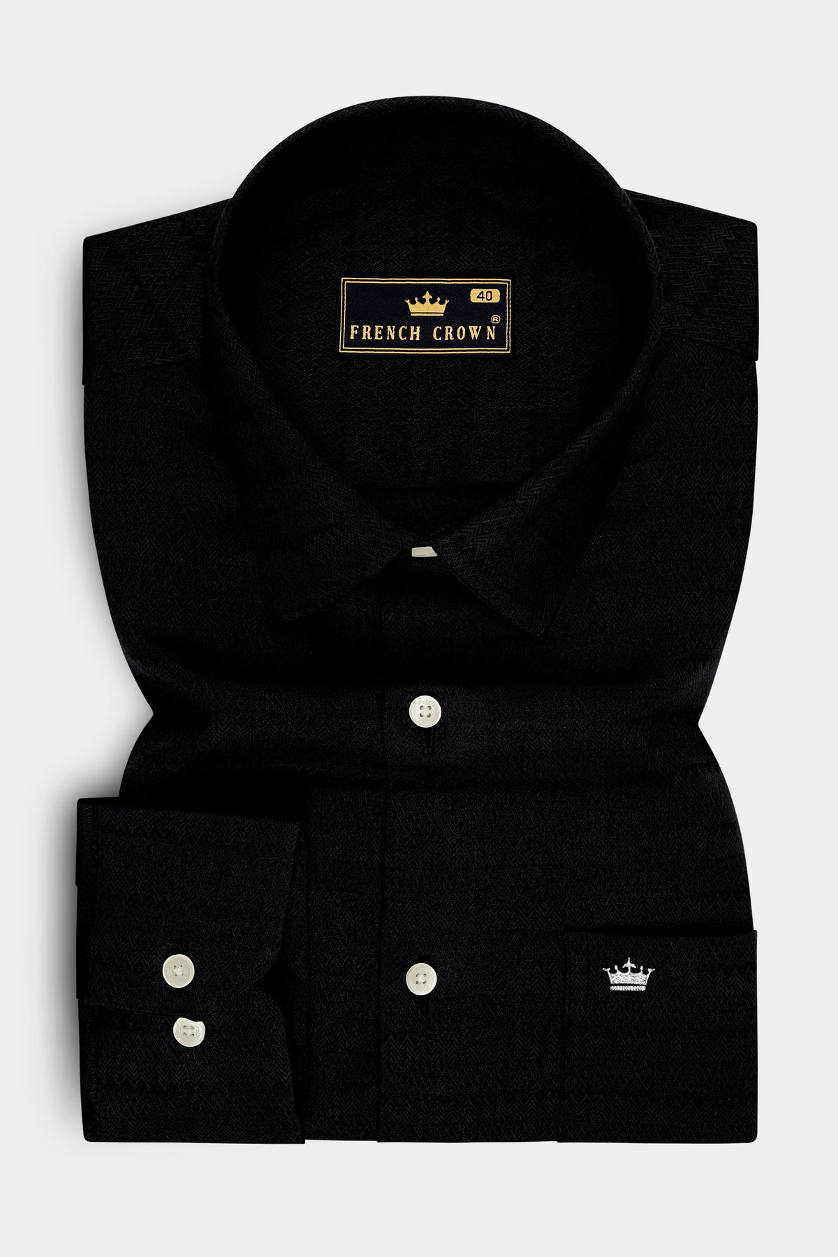 Zigora-Jade Black Jacquard Zigzag Textured Premium Cotton Dress Shirt