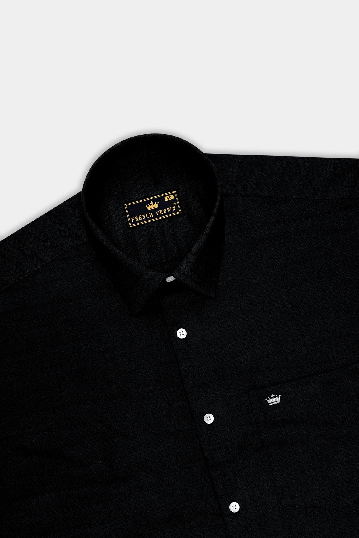 Zigora-Jade Black Jacquard Zigzag Textured Premium Cotton Dress Shirt
