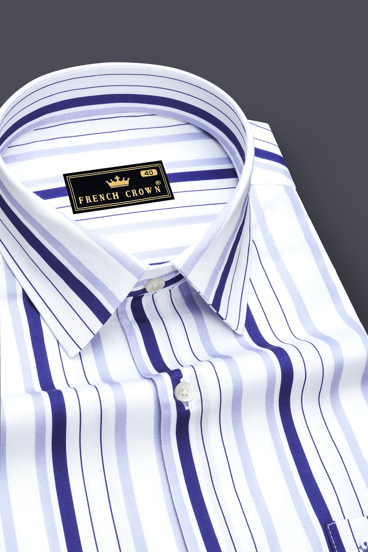 Nivale-Bright White And Cosmic Blue Striped Super Soft Premium Cotton Dress Shirt