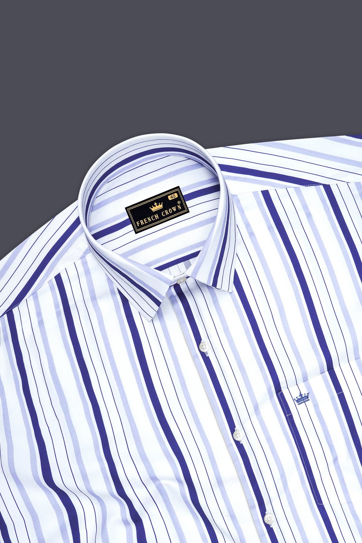 Nivale-Bright White And Cosmic Blue Striped Super Soft Premium Cotton Dress Shirt