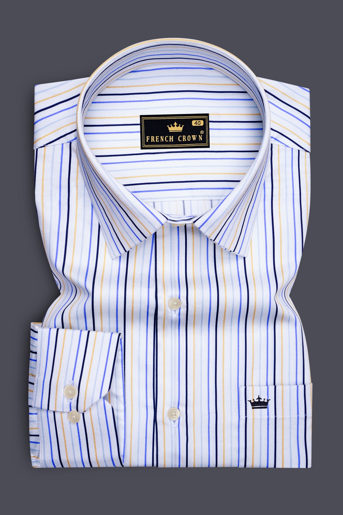 Verity-Bright White And Tolopea Blue Multicolour Pin Striped Super Soft Premium Cotton Dress Shirt