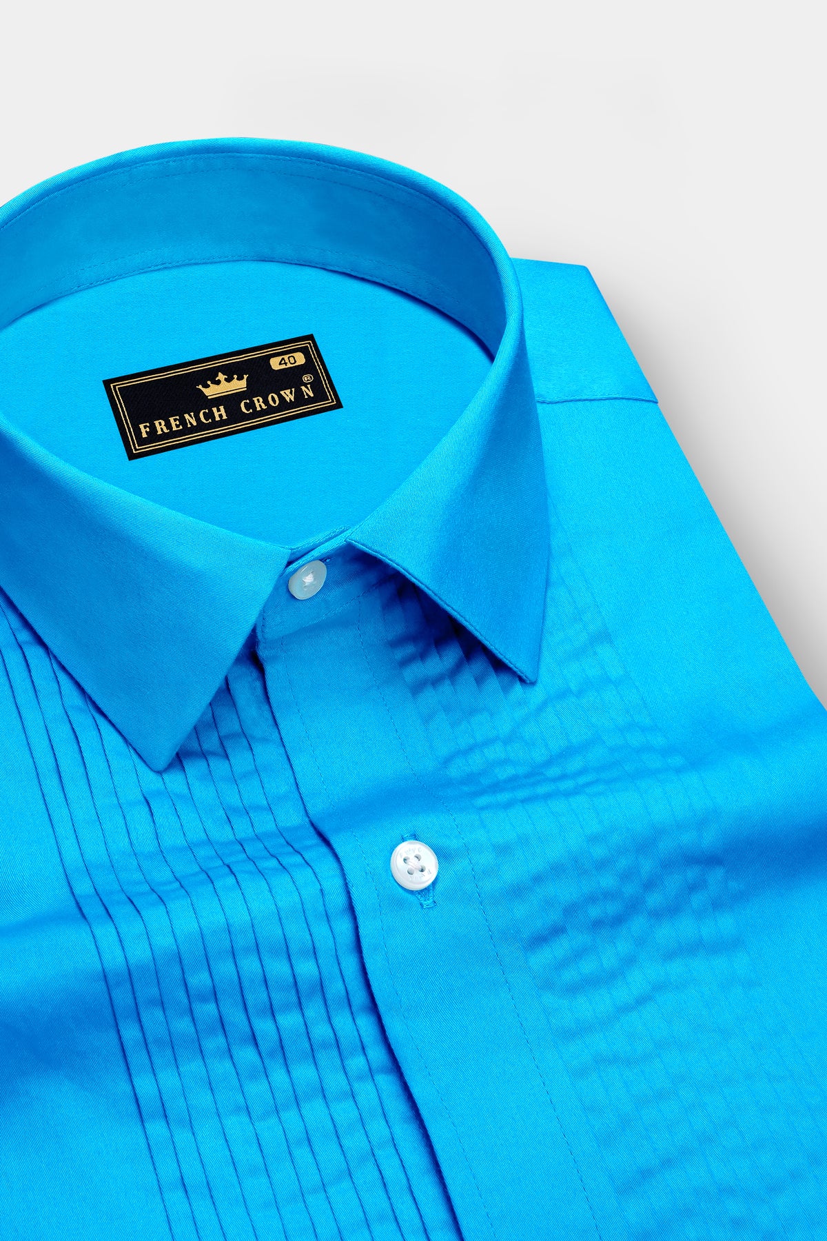 Saphir-Cerulean Blue Subtle Sheen Super Soft Premium Cotton Tuxedo Dress Shirt