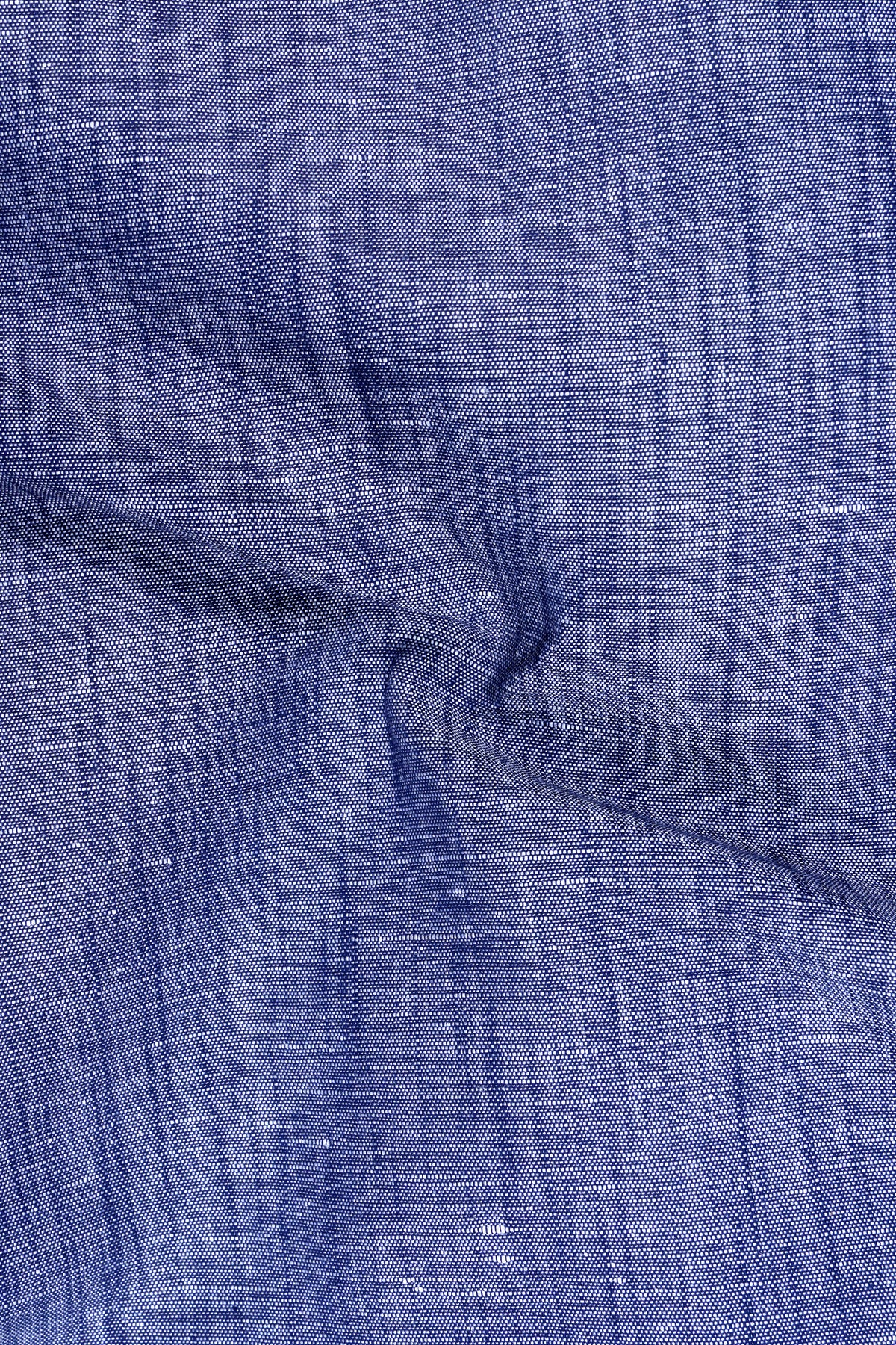 Aurelius-Fiord Blue Chambray Texture Luxurious Linen Semi Formal Shirt