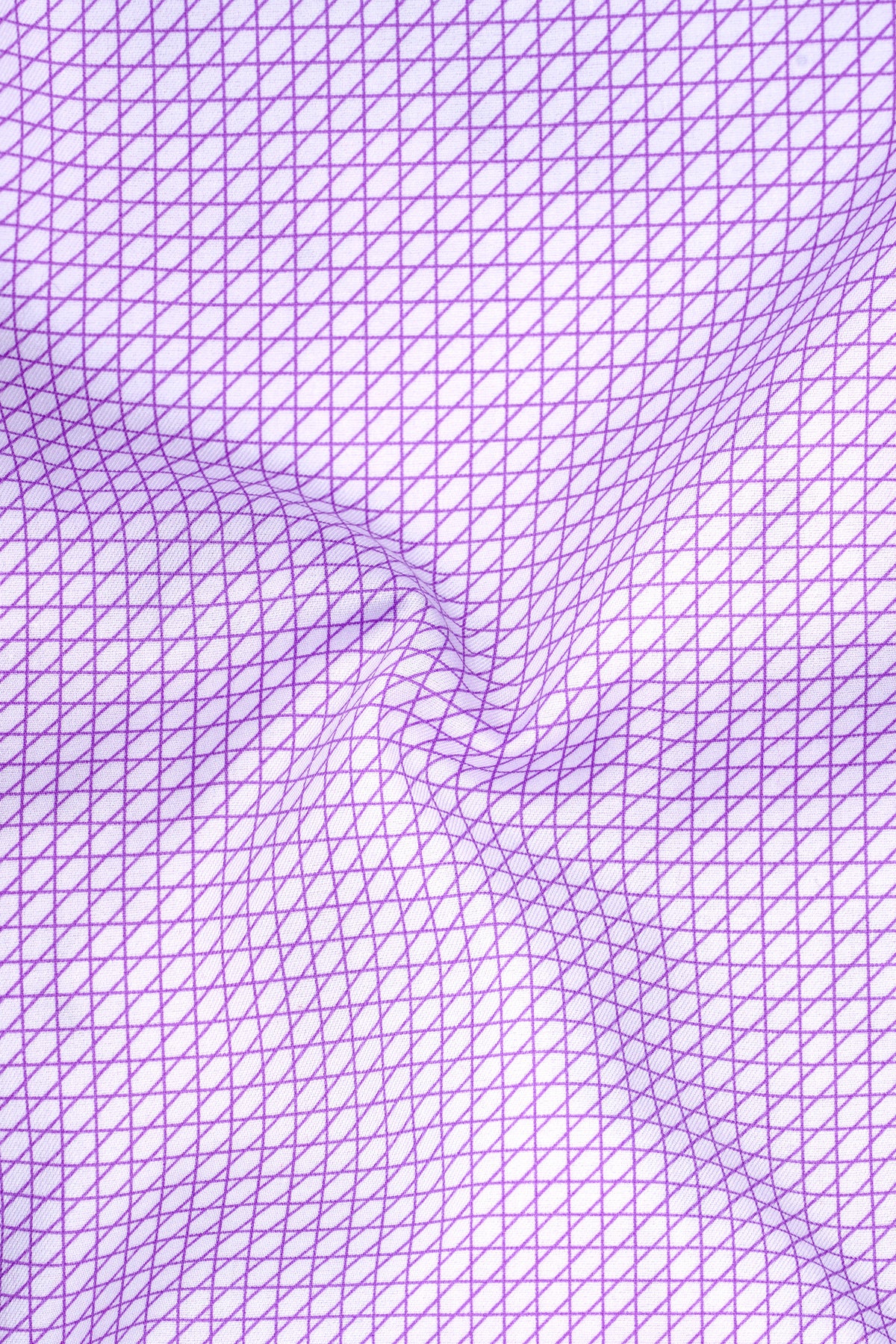 Prism-Bright White And Heliotrope Purple Geometric Lattice Printed Subtle Sheen Super Soft Premium Cotton Dress Shirt