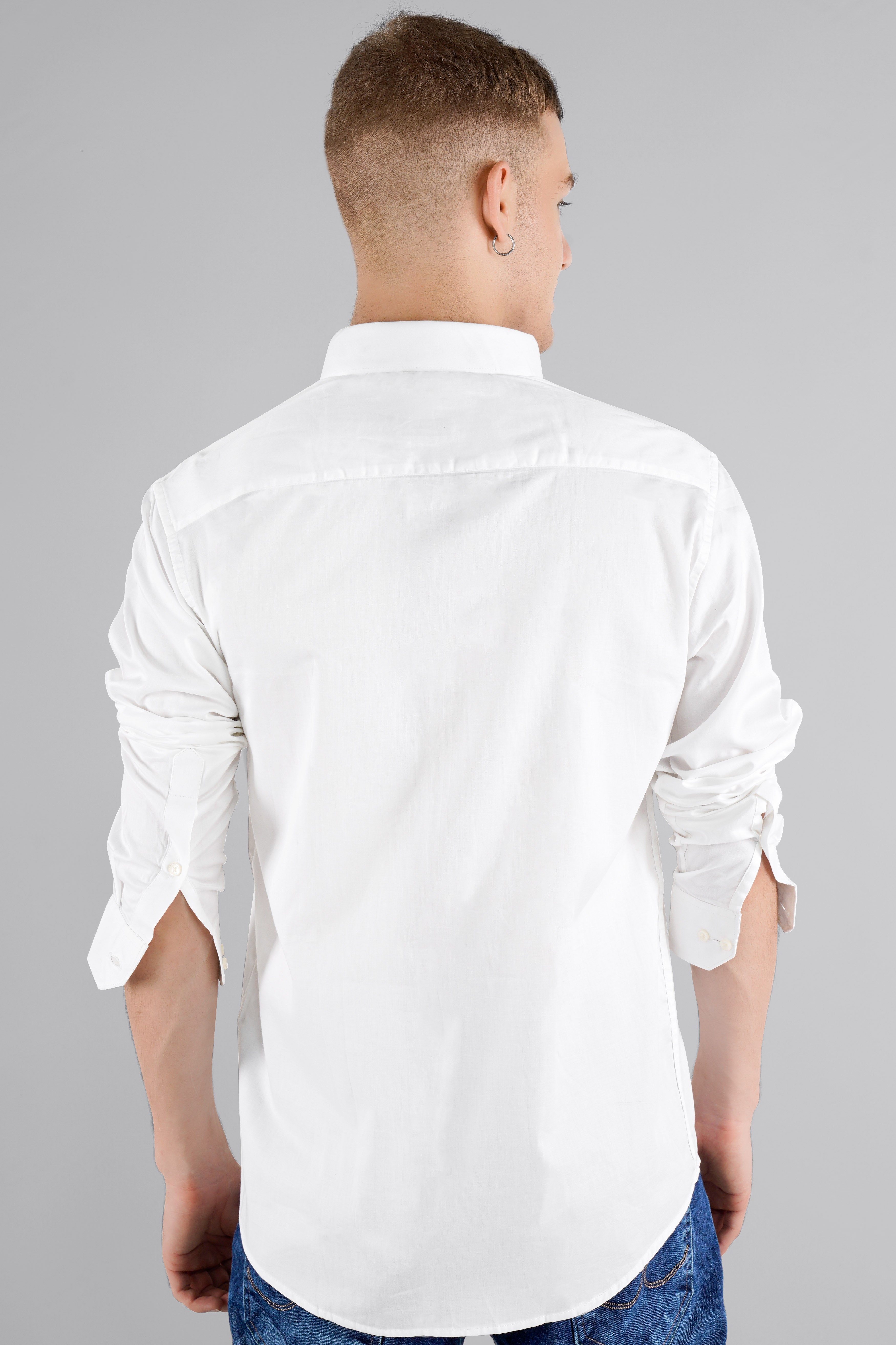 Bright White with Tangerine Orange Jai Shree Ram Hand Painted Premium Cotton Designer Shirt