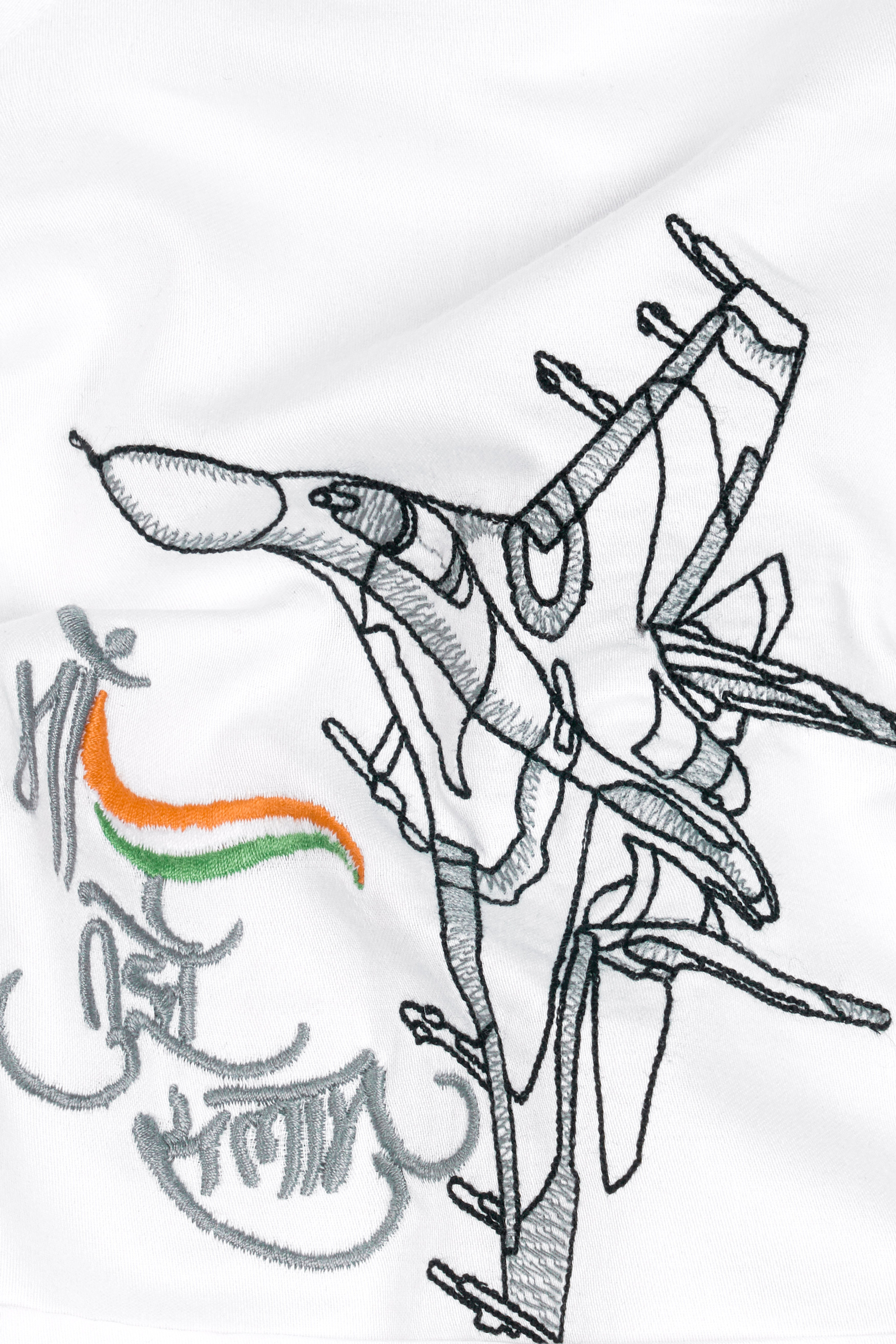 Bright White Maa Tujhe Salam Embroidered Premium Cotton Designer Shirt