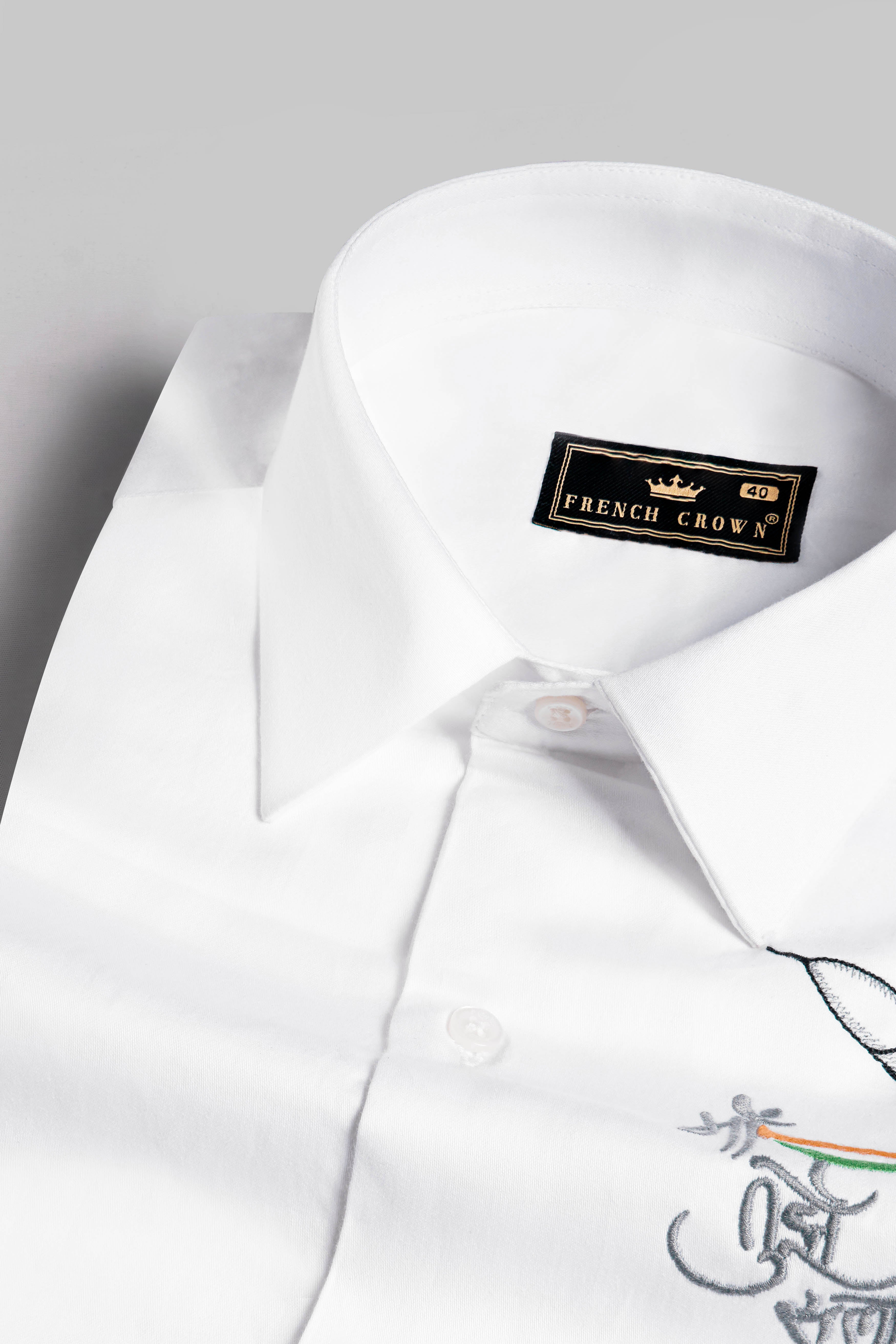 Bright White Maa Tujhe Salam Embroidered Premium Cotton Designer Shirt