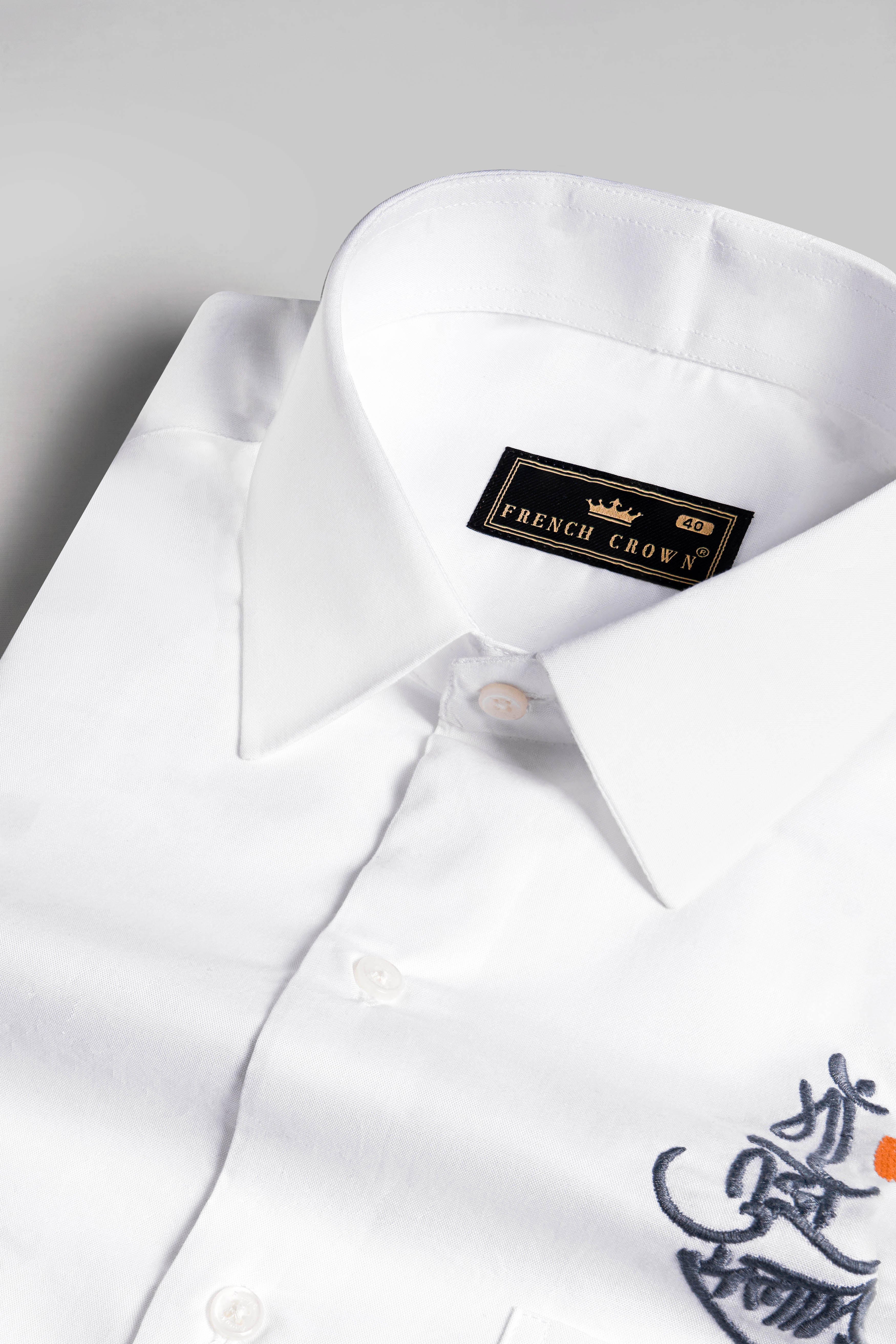 Bright White Maa Tujhe Salam Embroidered Premium Cotton Designer Shirt