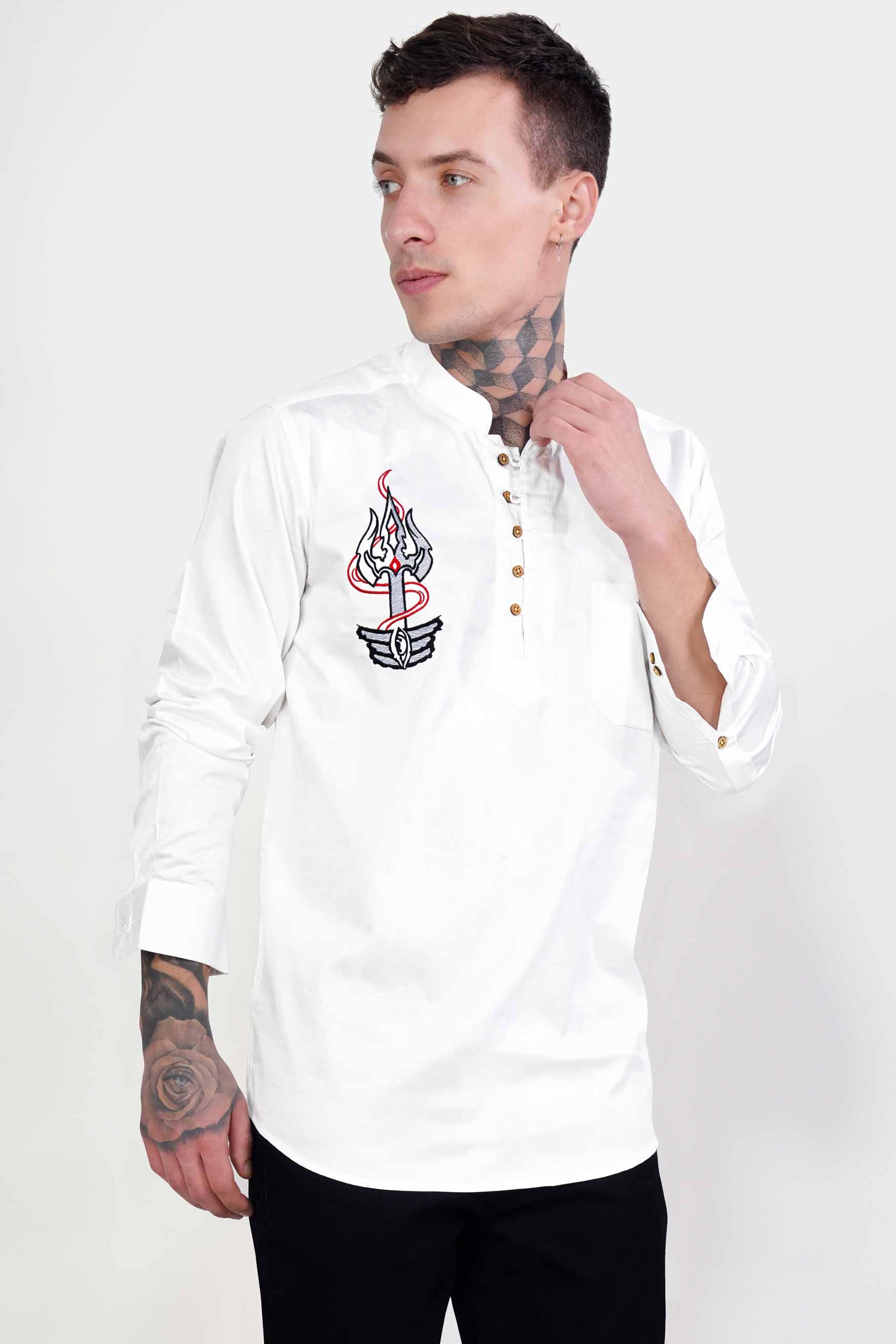 Bright White Trident Embroidered Subtle Sheen Super Soft Premium Cotton Designer Kurta Shirt 2670-KS-E241-38, 2670-KS-E241-H-38, 2670-KS-E241-39, 2670-KS-E241-H-39, 2670-KS-E241-40, 2670-KS-E241-H-40, 2670-KS-E241-42, 2670-KS-E241-H-42, 2670-KS-E241-44, 2670-KS-E241-H-44, 2670-KS-E241-46, 2670-KS-E241-H-46, 2670-KS-E241-48, 2670-KS-E241-H-48, 2670-KS-E241-50, 2670-KS-E241-H-50, 2670-KS-E241-52, 2670-KS-E241-H-52