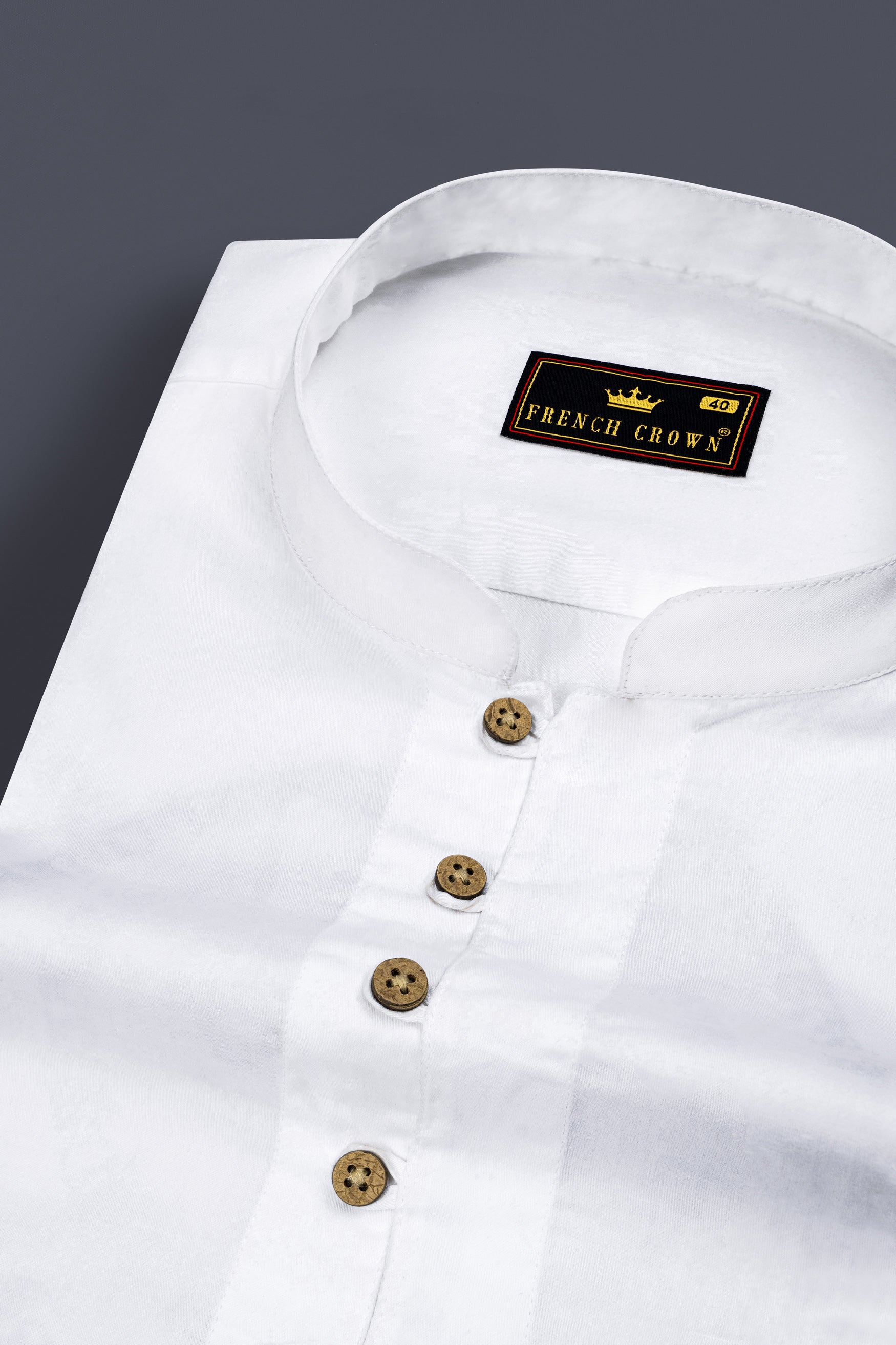 Bright White Maha Mrityunjaya Mantra Embroidered Subtle Sheen Super Soft Premium Cotton Designer Kurta Shirt