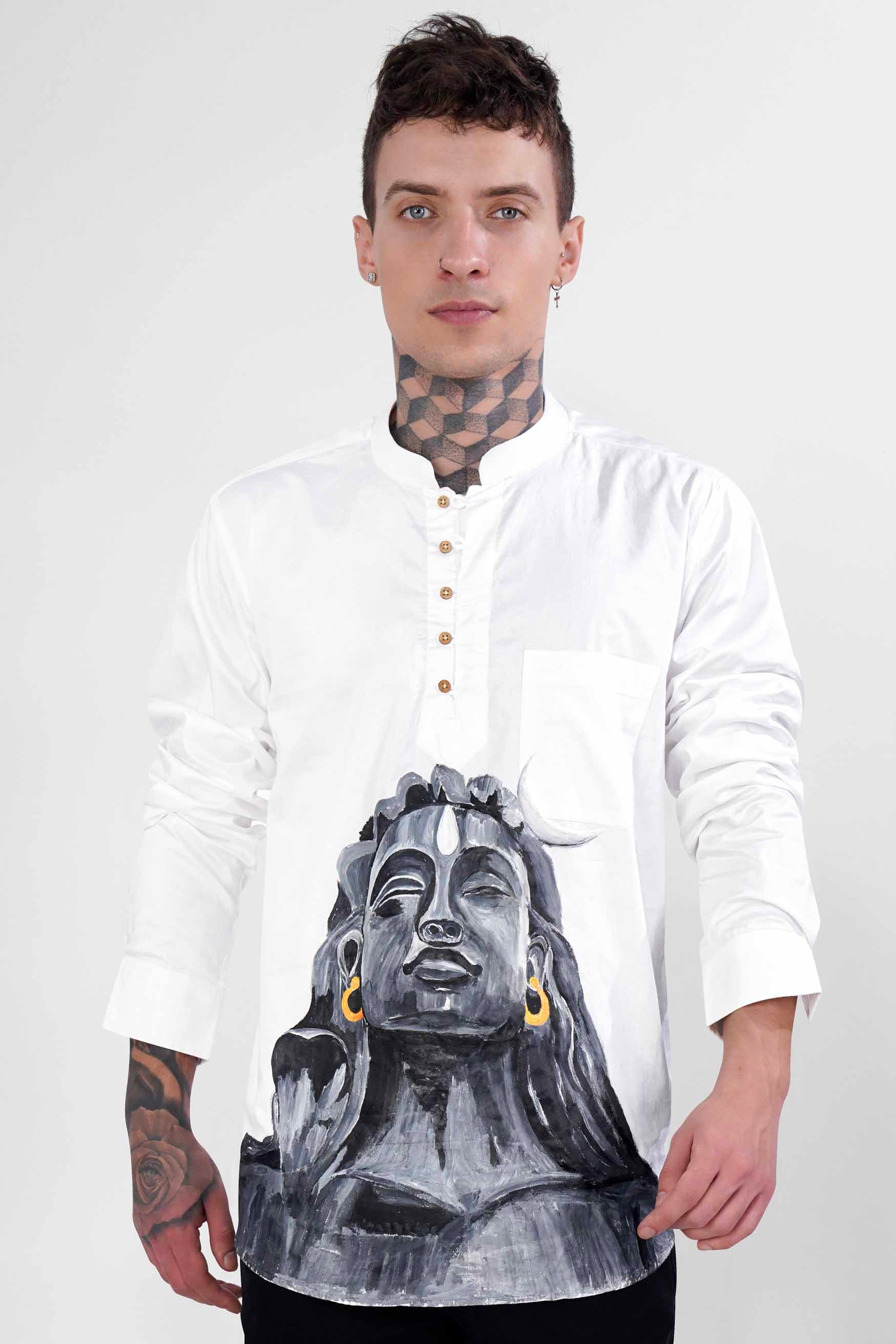 Bright White Lord Shiva Painted Super Soft Premium Cotton Designer Kurta Shirt 2670-KS-RPRT116-38, 2670-KS-RPRT116-H-38, 2670-KS-RPRT116-39, 2670-KS-RPRT116-H-39, 2670-KS-RPRT116-40, 2670-KS-RPRT116-H-40, 2670-KS-RPRT116-42, 2670-KS-RPRT116-H-42, 2670-KS-RPRT116-44, 2670-KS-RPRT116-H-44, 2670-KS-RPRT116-46, 2670-KS-RPRT116-H-46, 2670-KS-RPRT116-48, 2670-KS-RPRT116-H-48, 2670-KS-RPRT116-50, 2670-KS-RPRT116-H-50, 2670-KS-RPRT116-52, 2670-KS-RPRT116-H-52