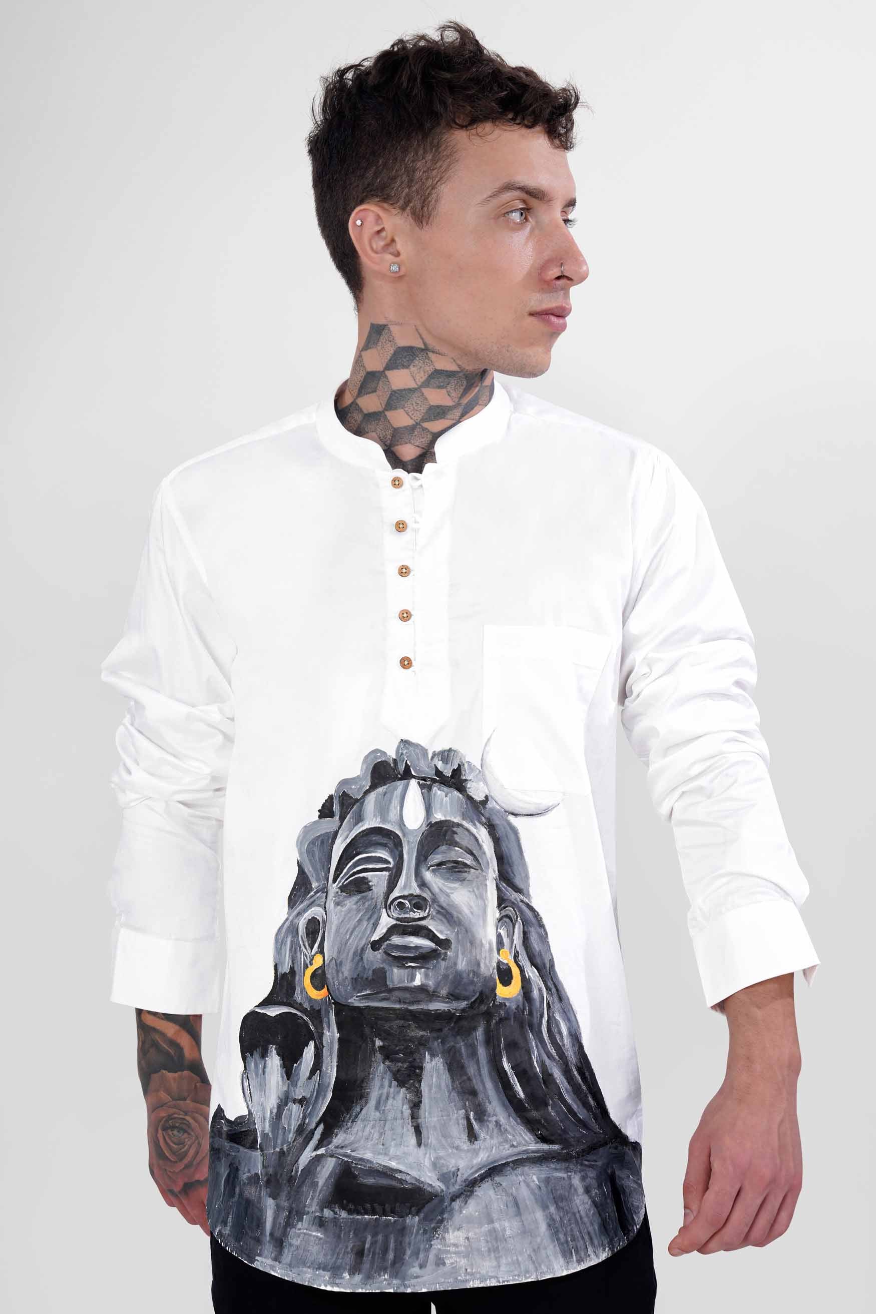Bright White Lord Shiva Painted Super Soft Premium Cotton Designer Kurta Shirt 2670-KS-RPRT116-38, 2670-KS-RPRT116-H-38, 2670-KS-RPRT116-39, 2670-KS-RPRT116-H-39, 2670-KS-RPRT116-40, 2670-KS-RPRT116-H-40, 2670-KS-RPRT116-42, 2670-KS-RPRT116-H-42, 2670-KS-RPRT116-44, 2670-KS-RPRT116-H-44, 2670-KS-RPRT116-46, 2670-KS-RPRT116-H-46, 2670-KS-RPRT116-48, 2670-KS-RPRT116-H-48, 2670-KS-RPRT116-50, 2670-KS-RPRT116-H-50, 2670-KS-RPRT116-52, 2670-KS-RPRT116-H-52