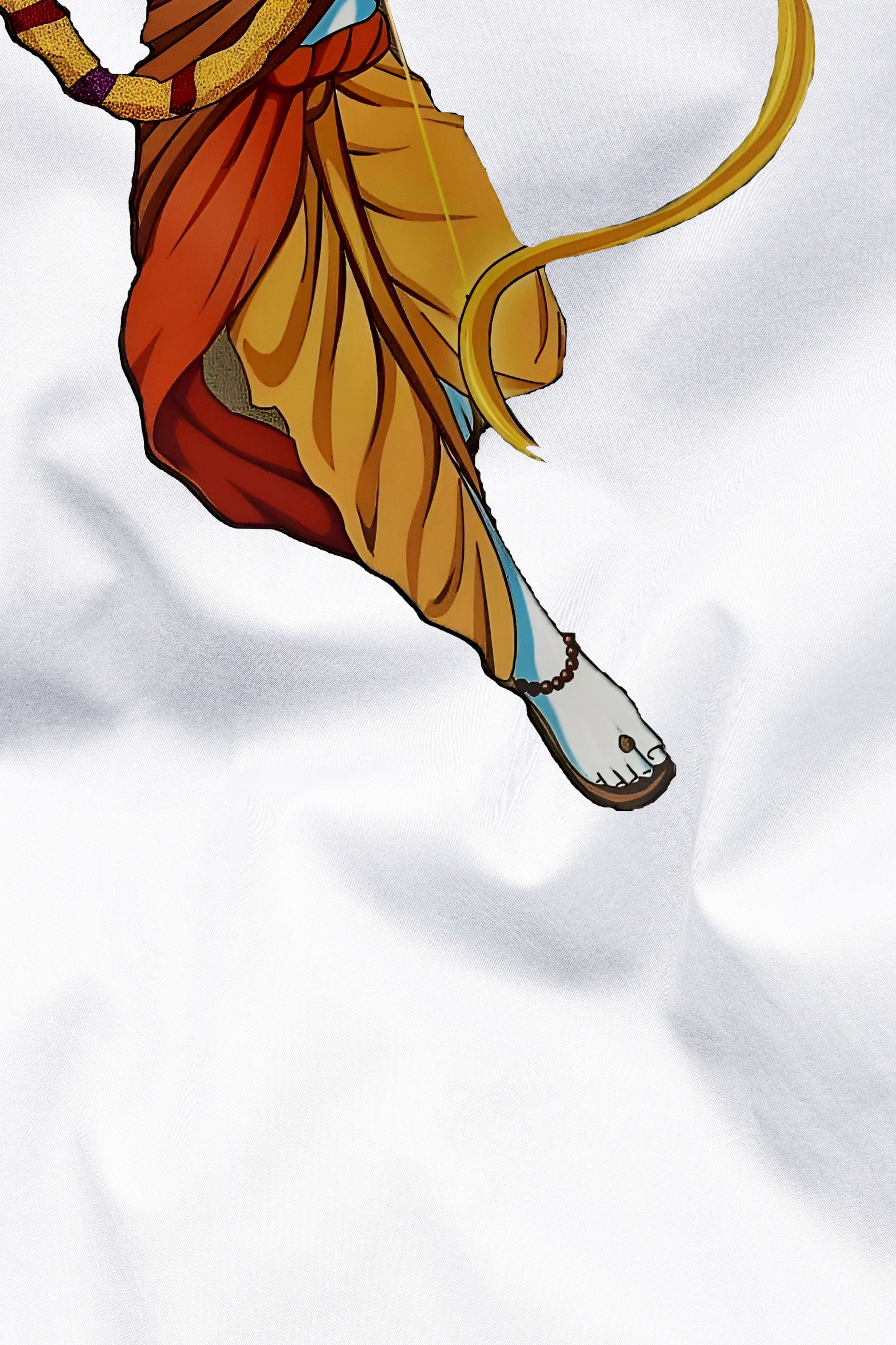 Bright White Lord Ram Printed Subtle Sheen Super Soft Premium Cotton Designer Kurta Shirt