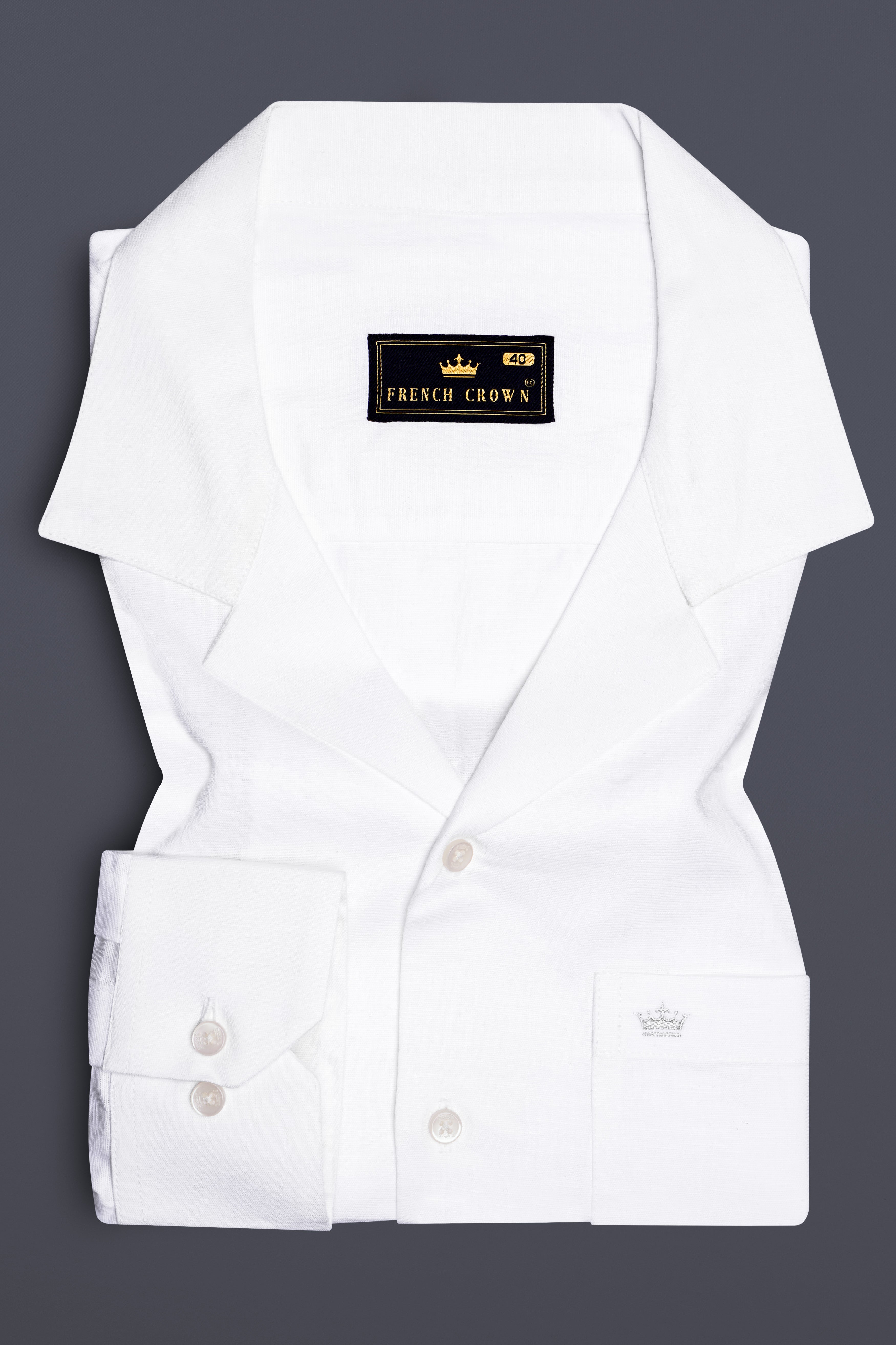 Bright White Cuban Collar Luxurious Linen Shirt