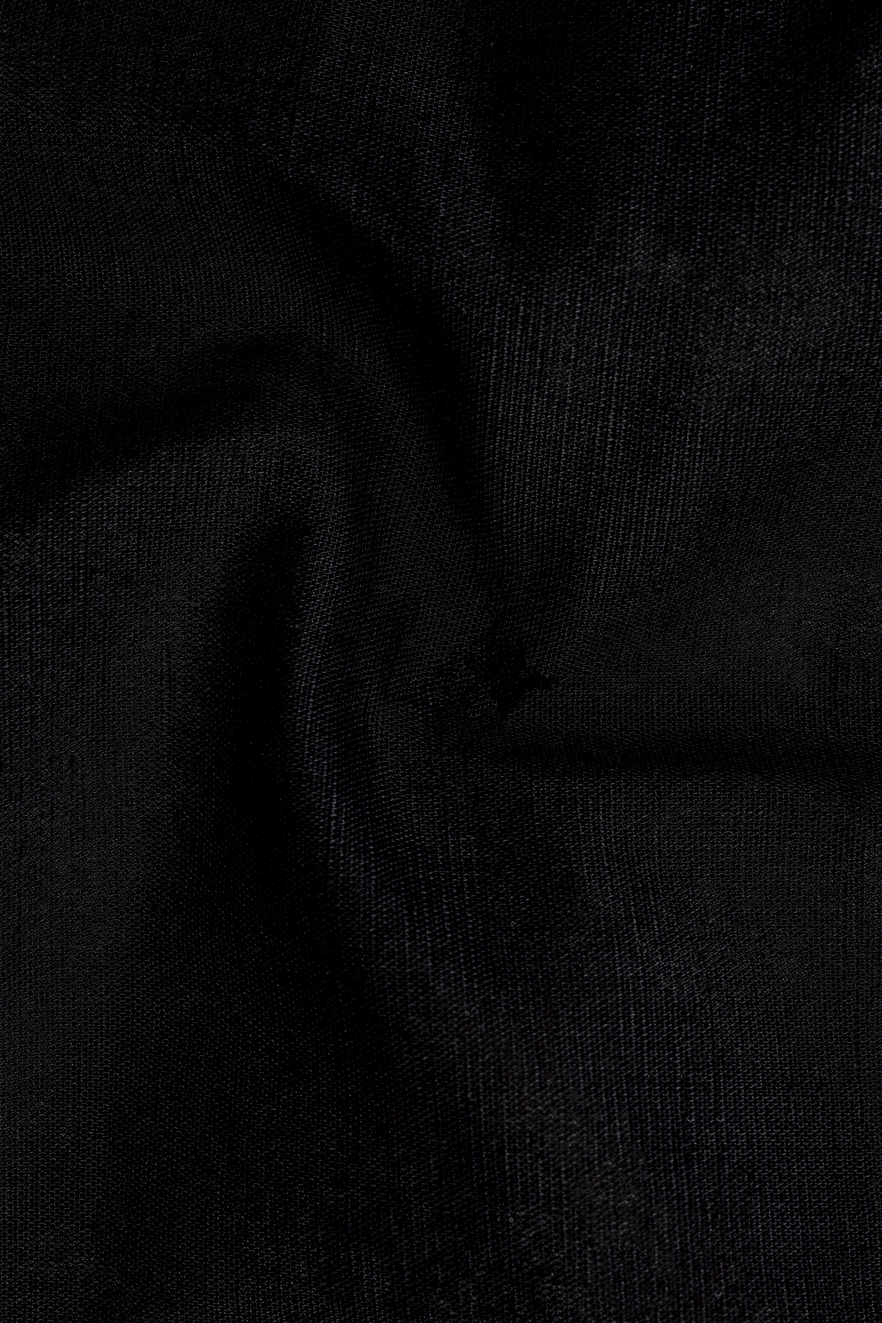 Jade Black Cuban Collar Luxurious Linen Shirt