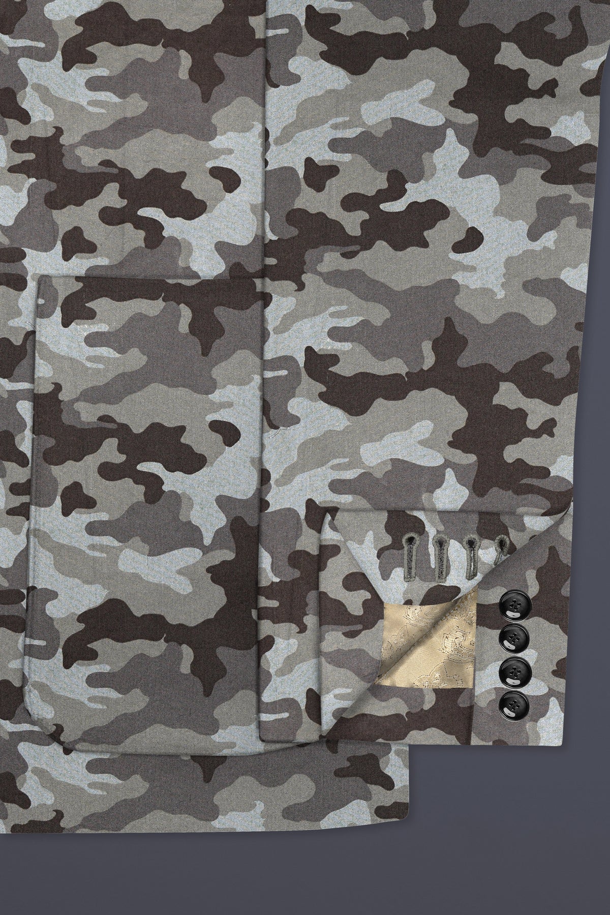 Gravel Gray with Iridium Brown Camouflage Premium Cotton Designer Sports Suit