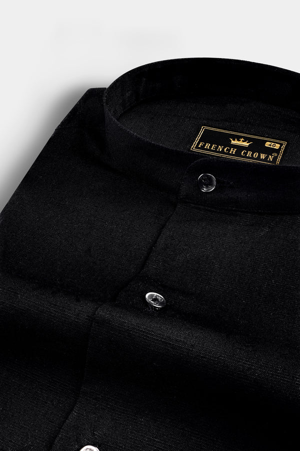 Jade Black Luxurious Linen Shirt