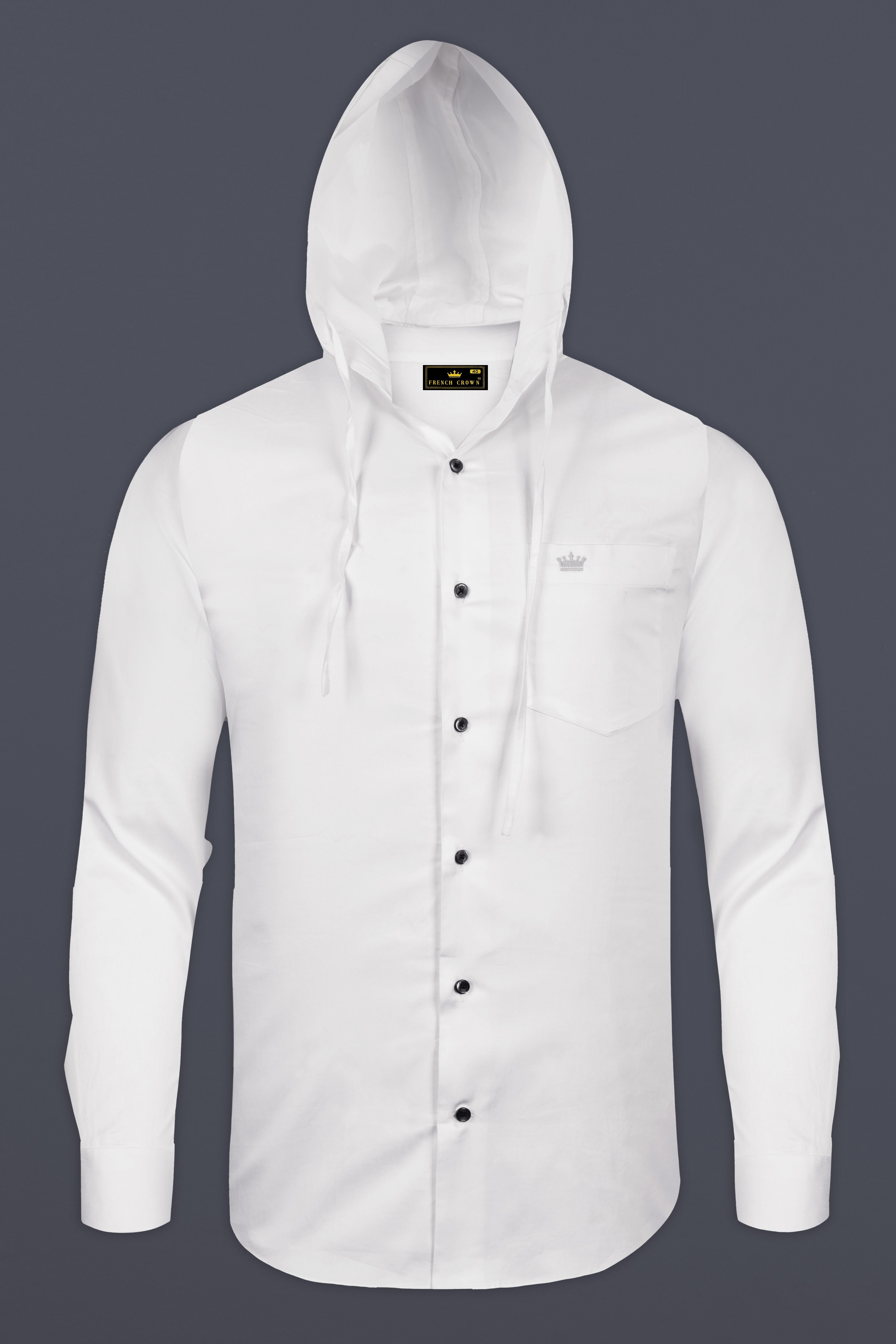 Bright White Subtle Sheen Super Soft Giza Cotton Hoodie Shirt