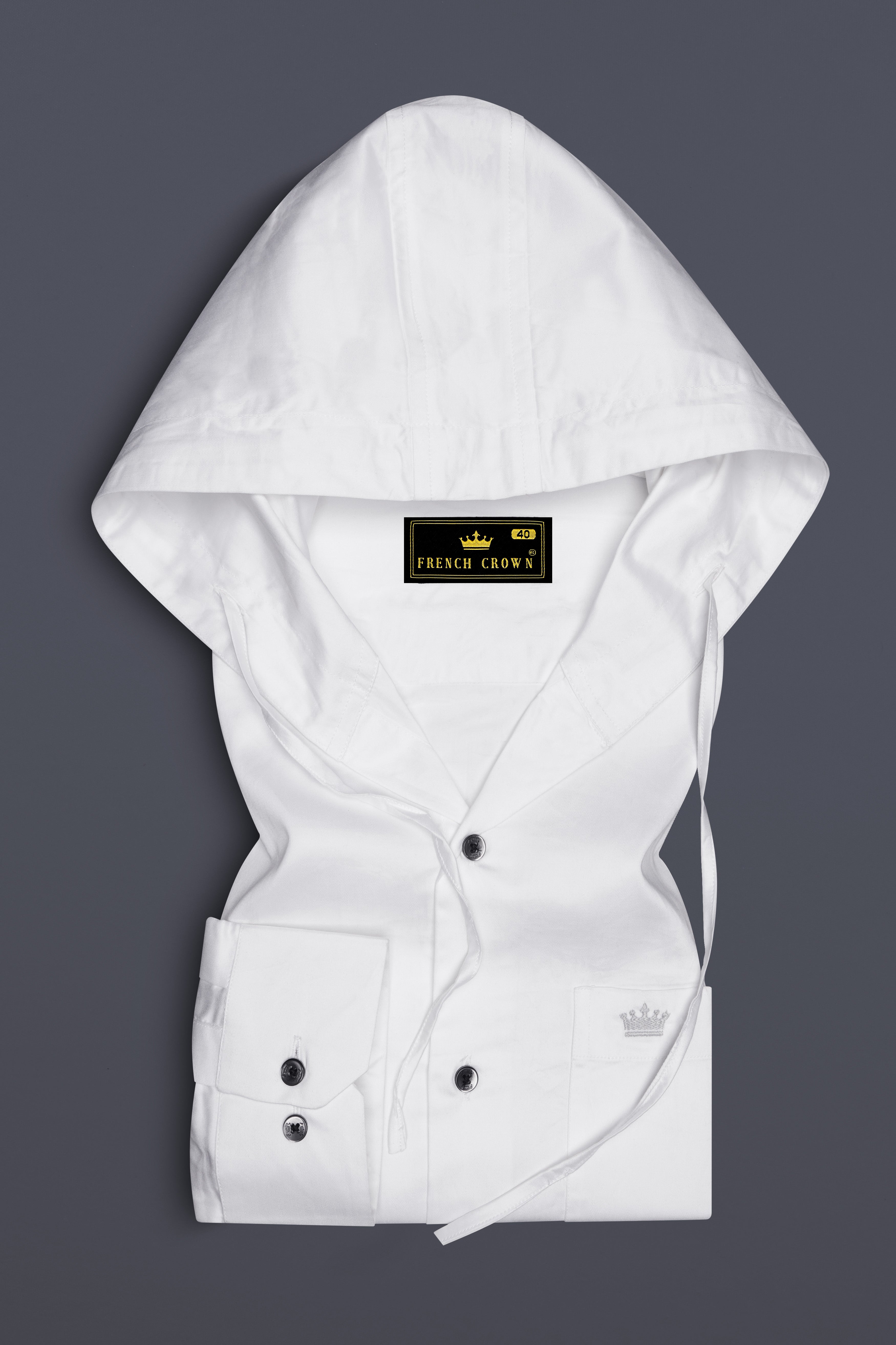 Bright White Subtle Sheen Super Soft Giza Cotton Hoodie Shirt